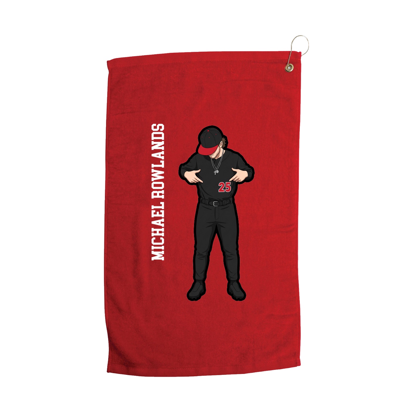 Golf Towel — Name Vertical in Red