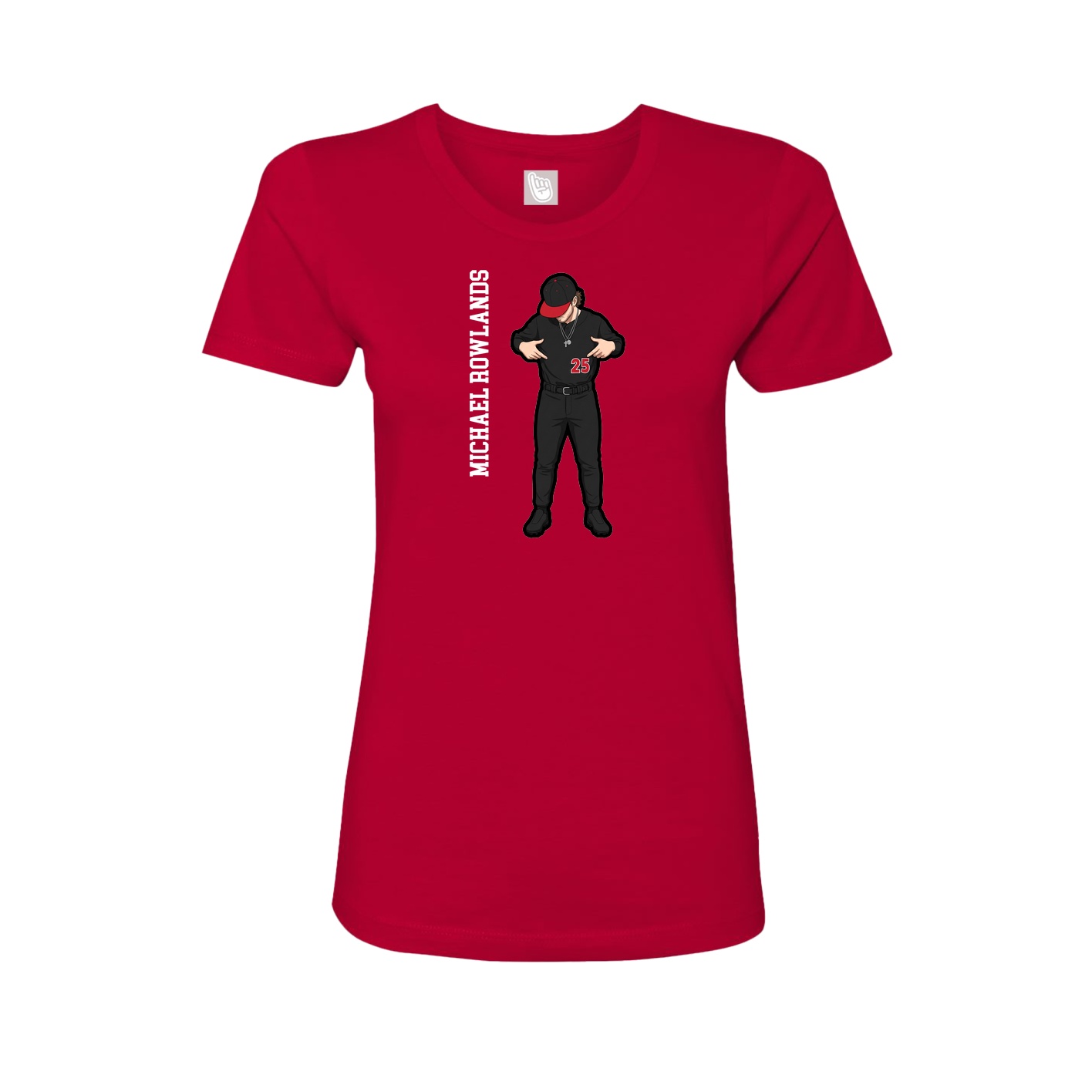 Womens Tee — Name Vertical in Red