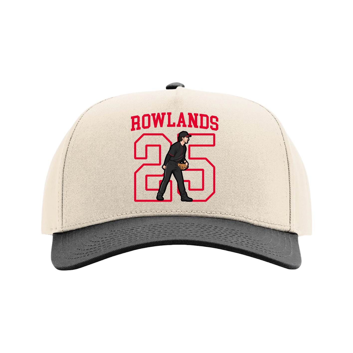 Full Fabric Five-Panel Champ Cap — Shirsey in Cream/Black