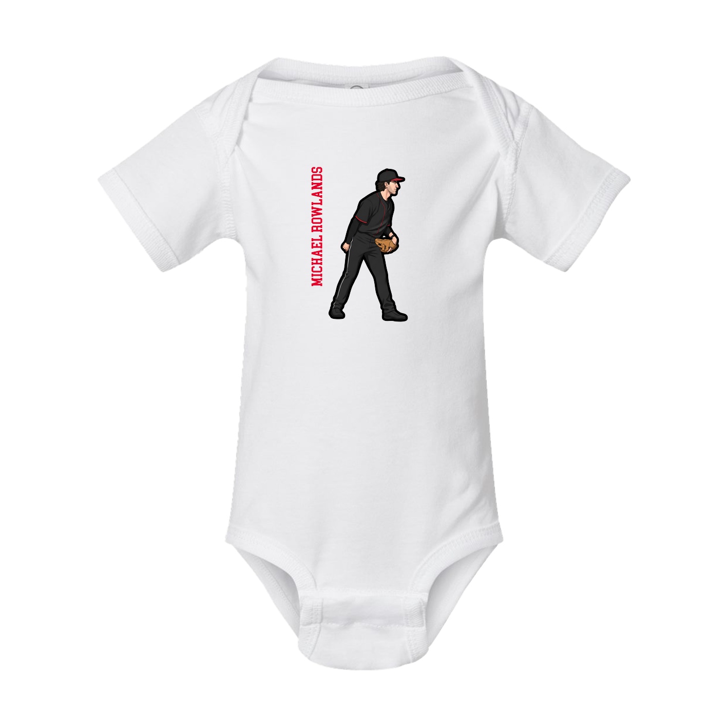 Baby Onesie — Name Vertical in White