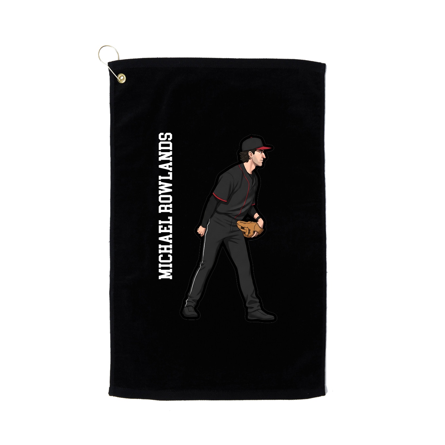 Golf Towel — Name Vertical in Black