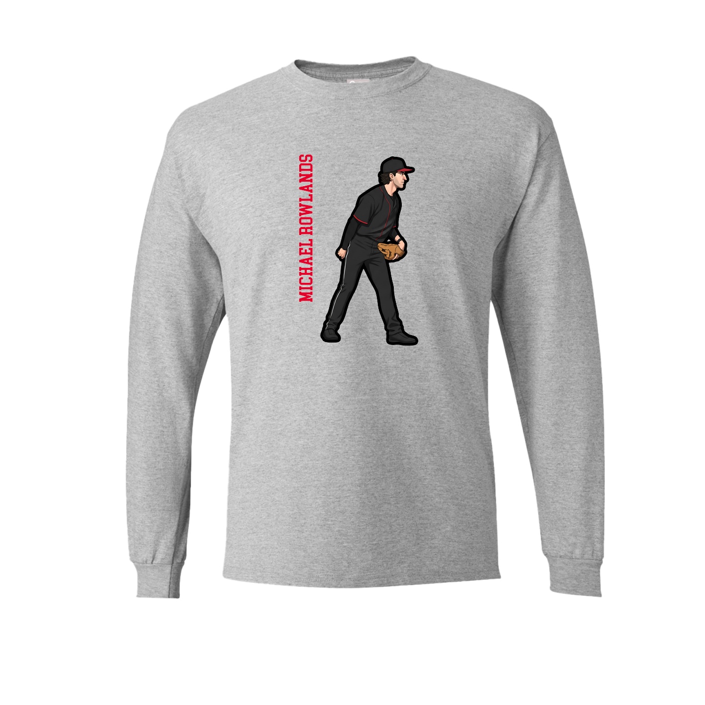 Long Sleeve Tee — Name Vertical in Grey