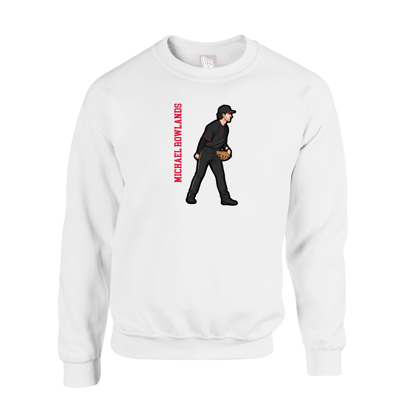 Fleece Crew — Name Vertical in White