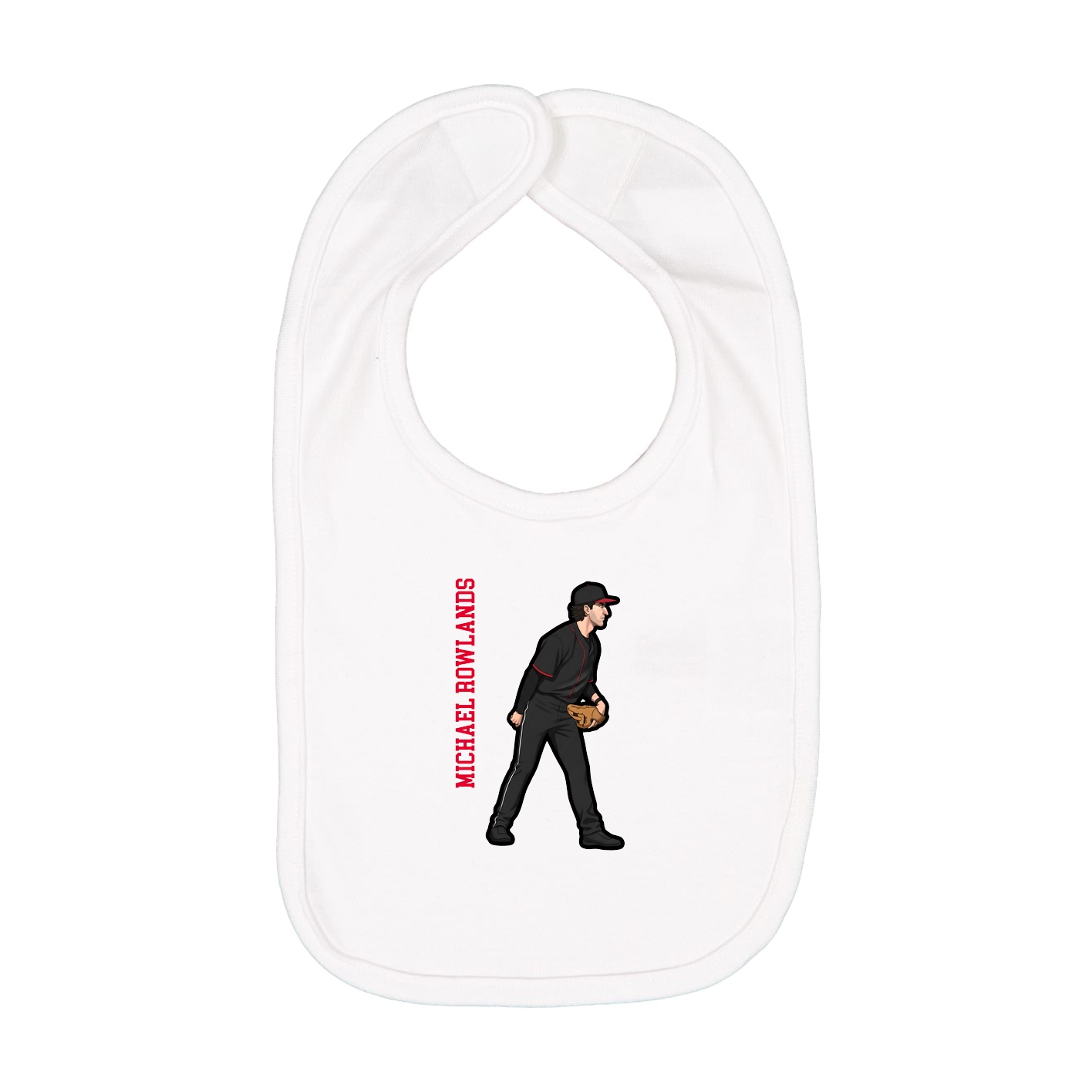 Infant Bib — Name Vertical in White