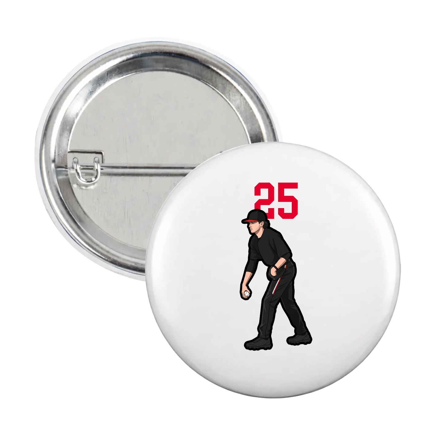 Game Day Button — Number Top in White