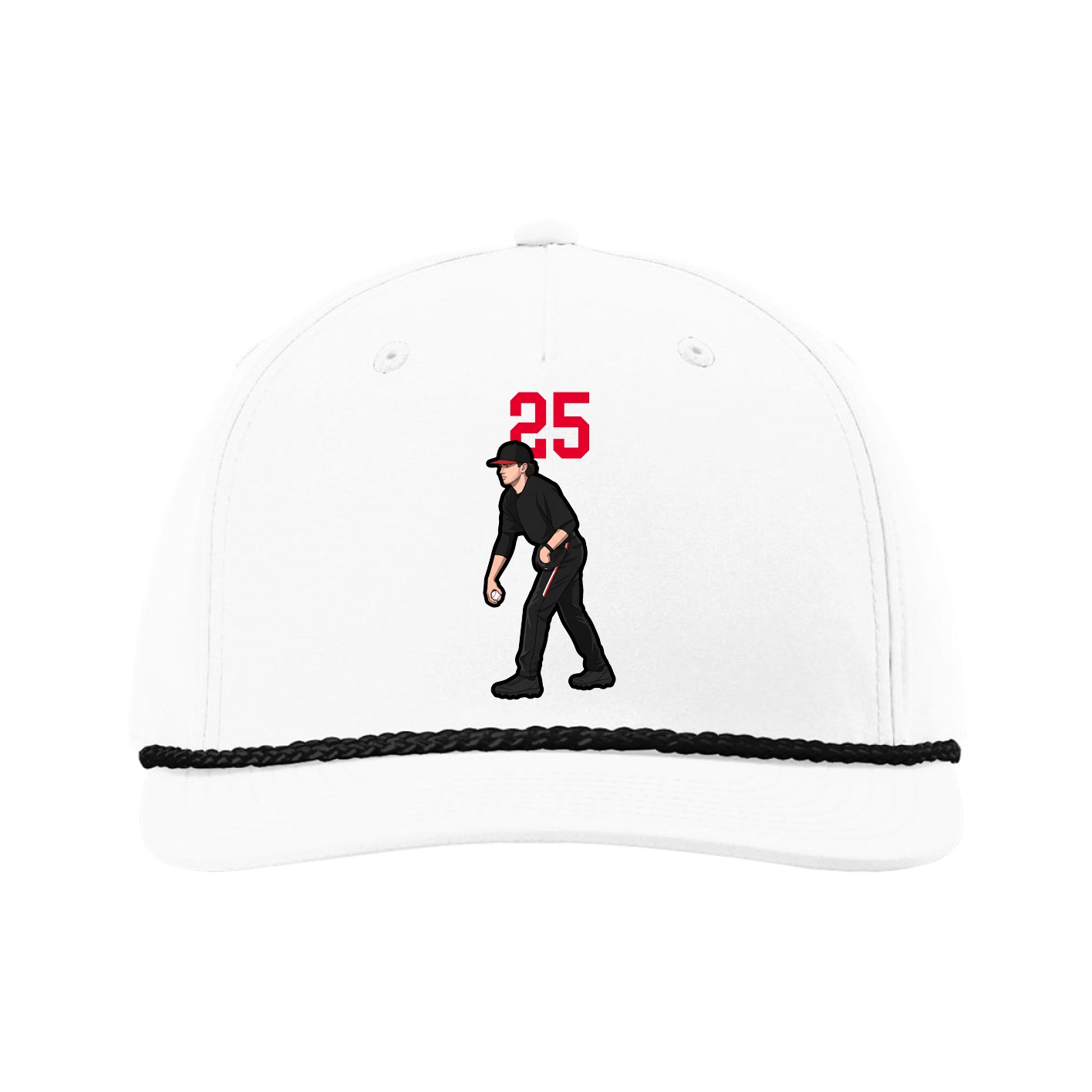 Five-Panel Classic Rope Cap — Number Top in White