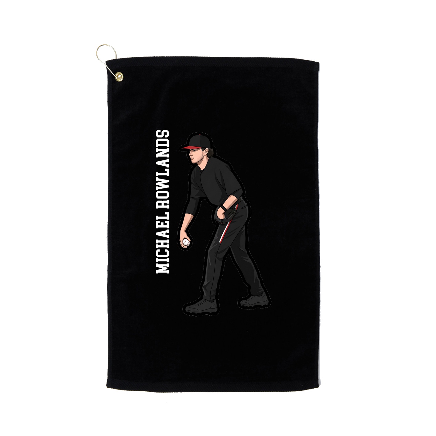 Golf Towel — Name Vertical in Black
