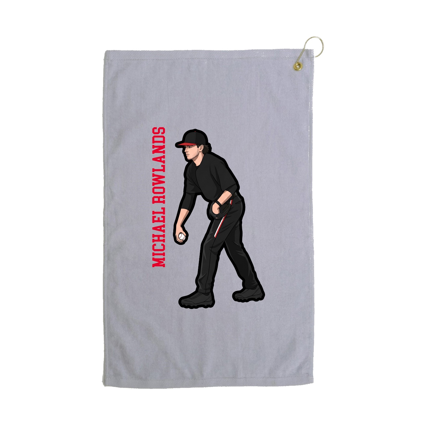 Golf Towel — Name Vertical in Grey
