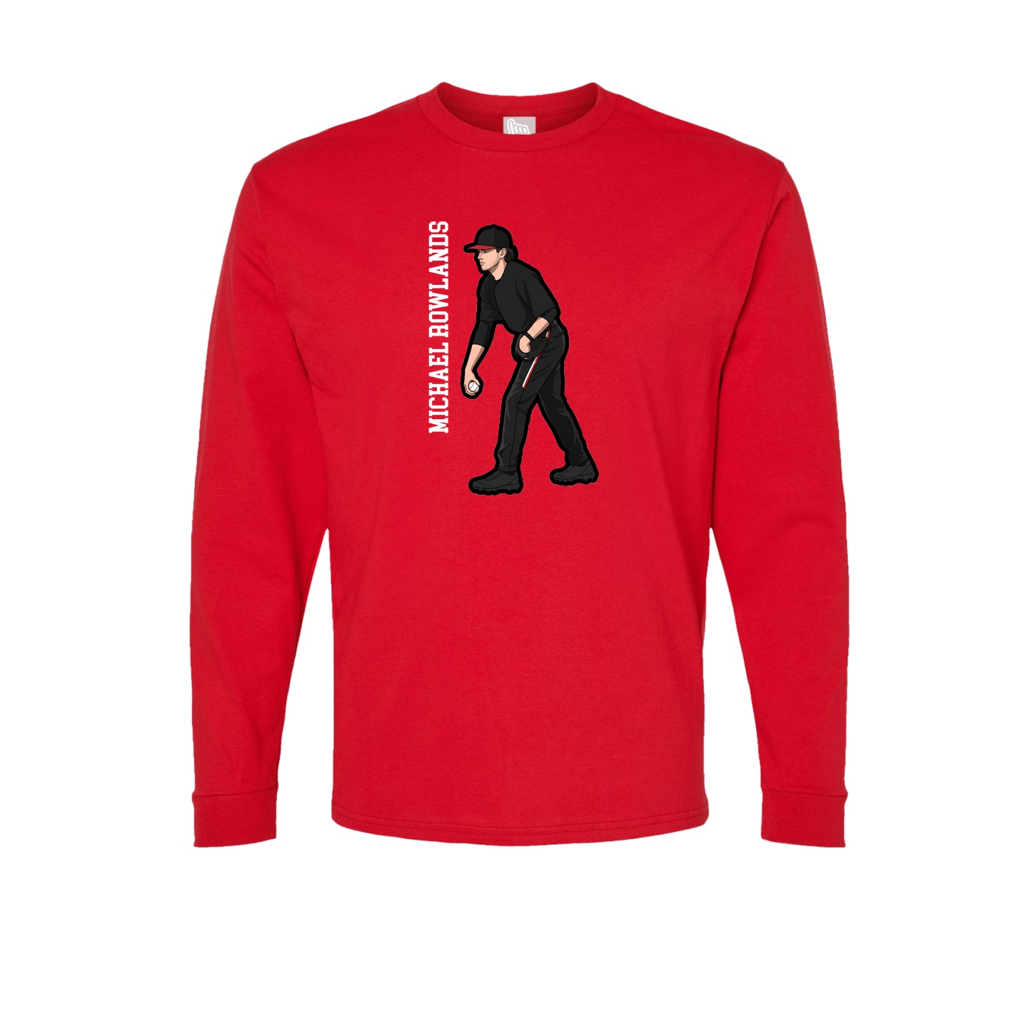 Long Sleeve Tee — Name Vertical in Red