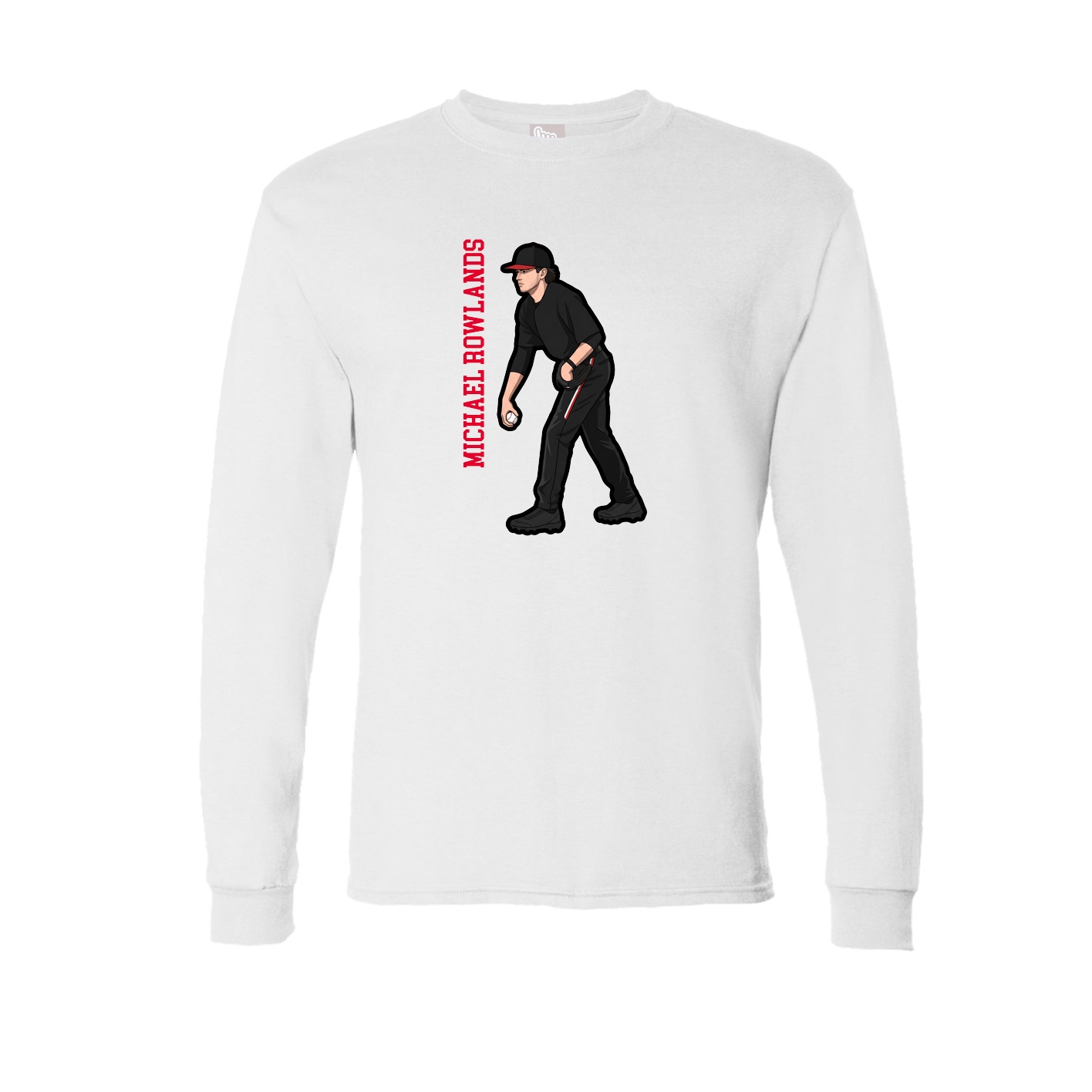 Long Sleeve Tee — Name Vertical in White