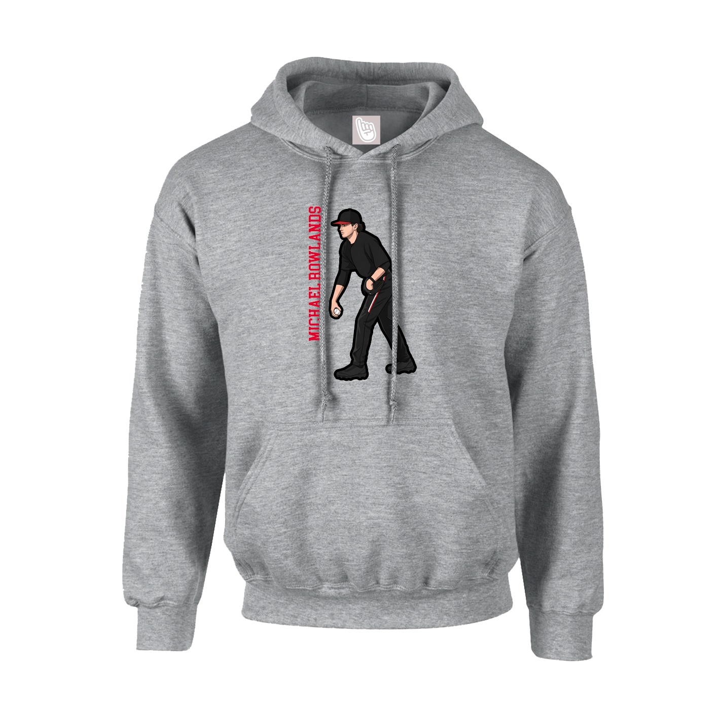 Hoodie — Name Vertical in Grey