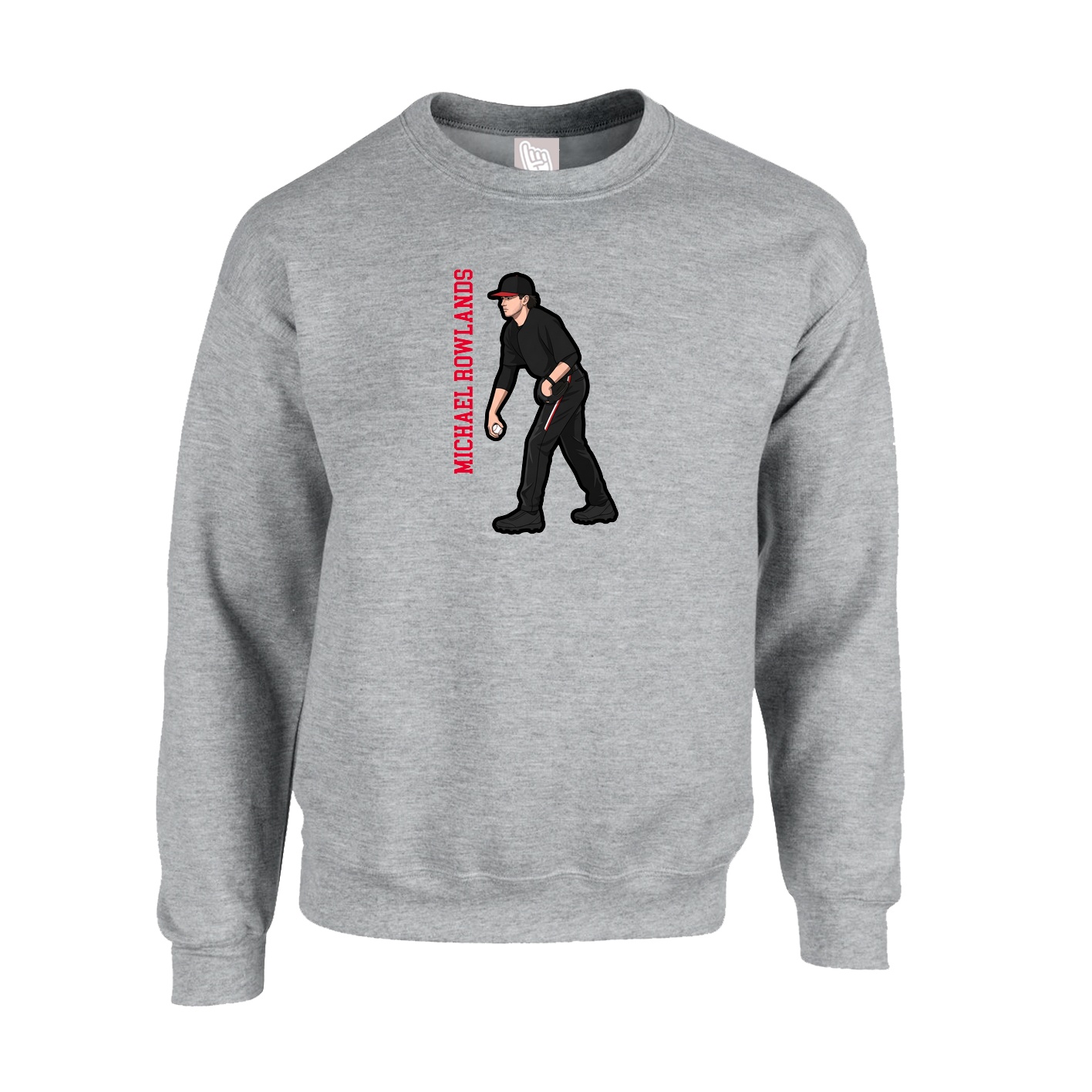 Fleece Crew — Name Vertical in Grey