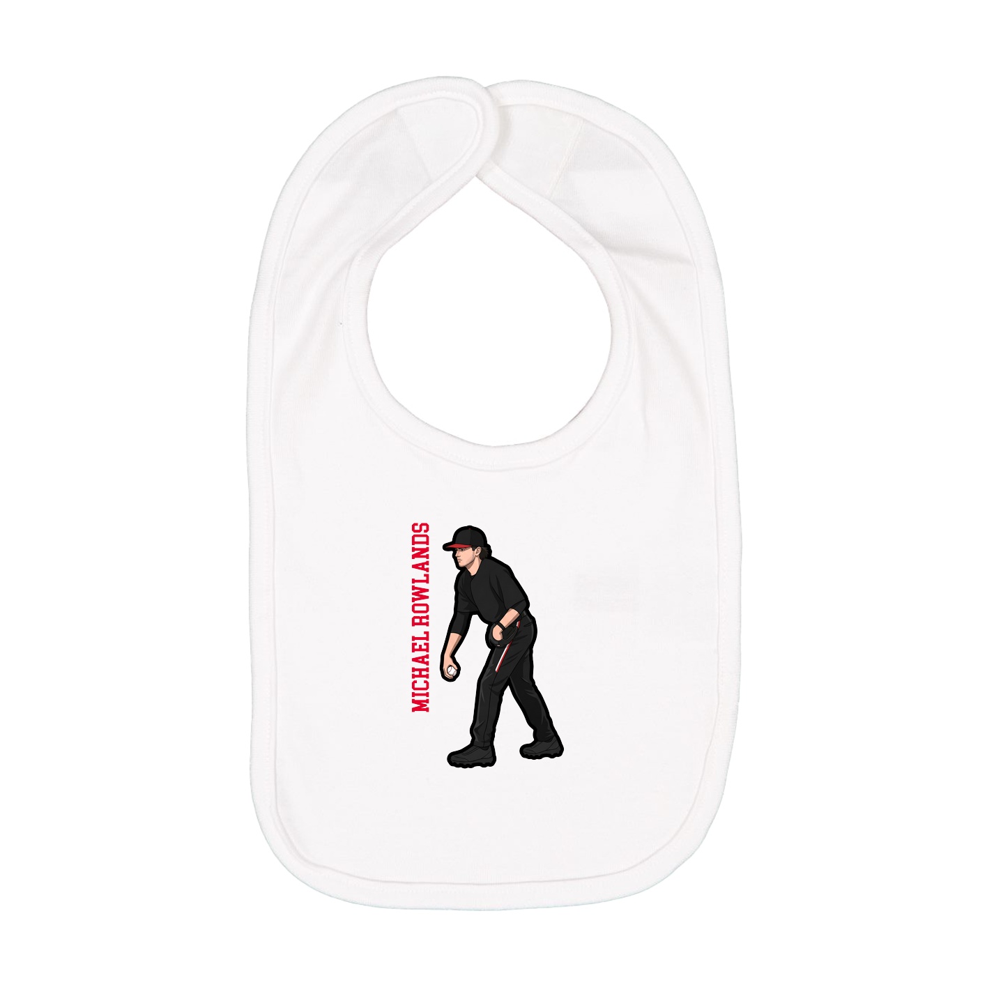 Infant Bib — Name Vertical in White