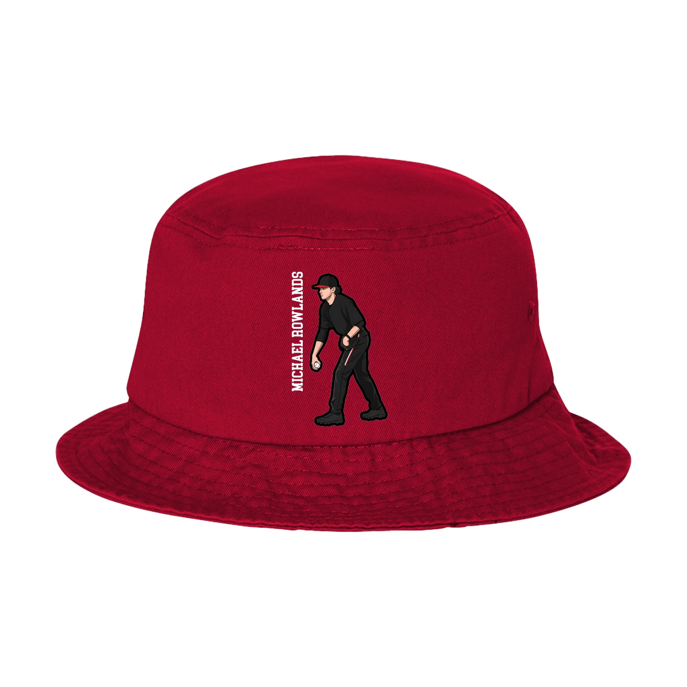 Bucket Cap — Name Vertical in Red