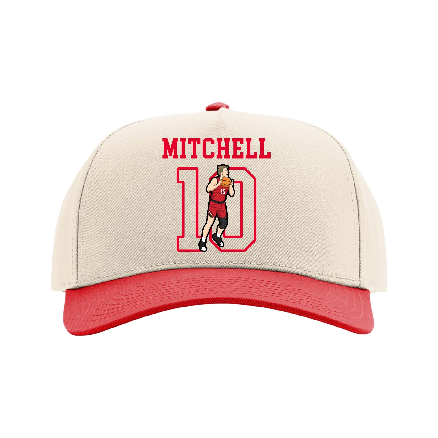 Full Fabric Five-Panel Champ Cap — Shirsey in Cream/Red