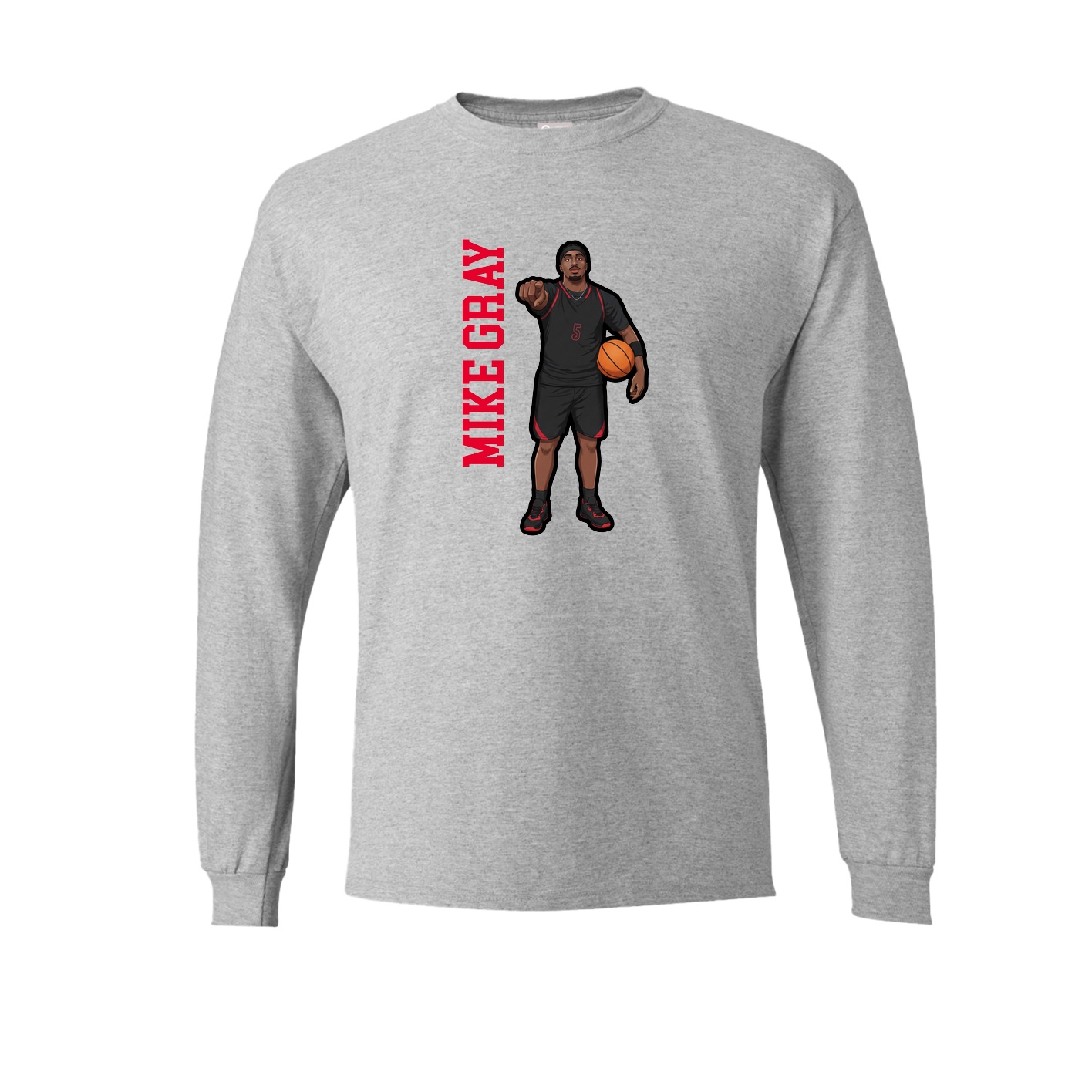 Long Sleeve Tee — Name Vertical in Grey