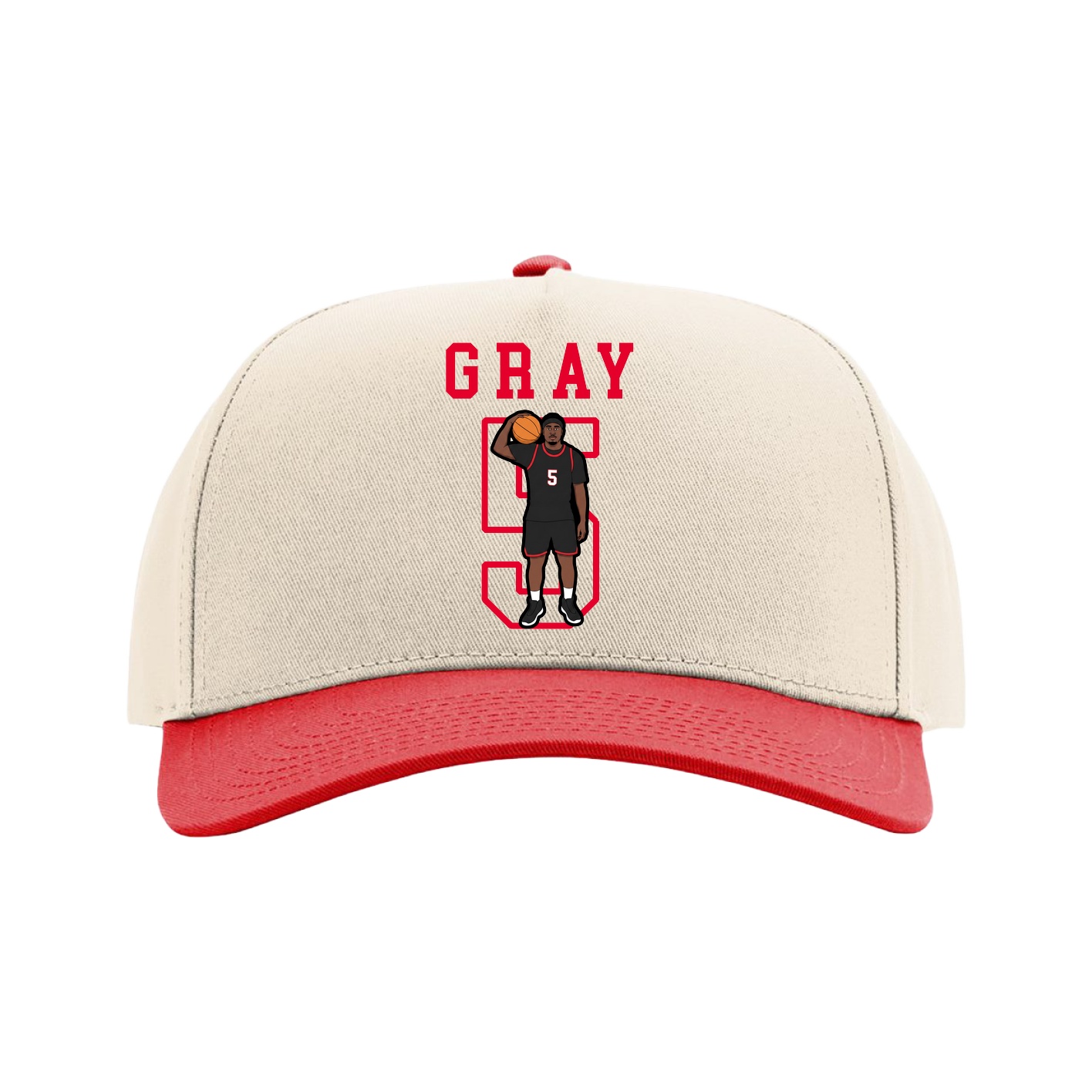 Full Fabric Five-Panel Champ Cap — Shirsey in Cream/Red