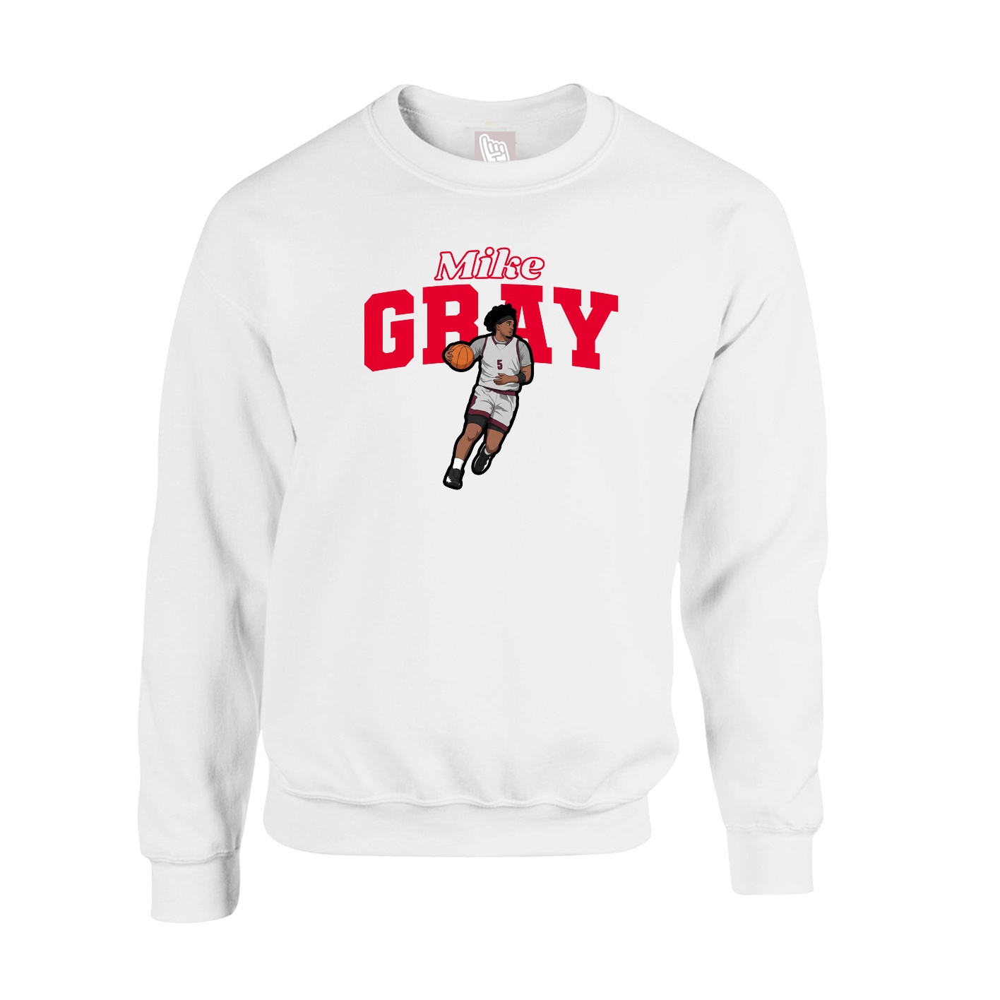 Fleece Crew — Name Arch in White