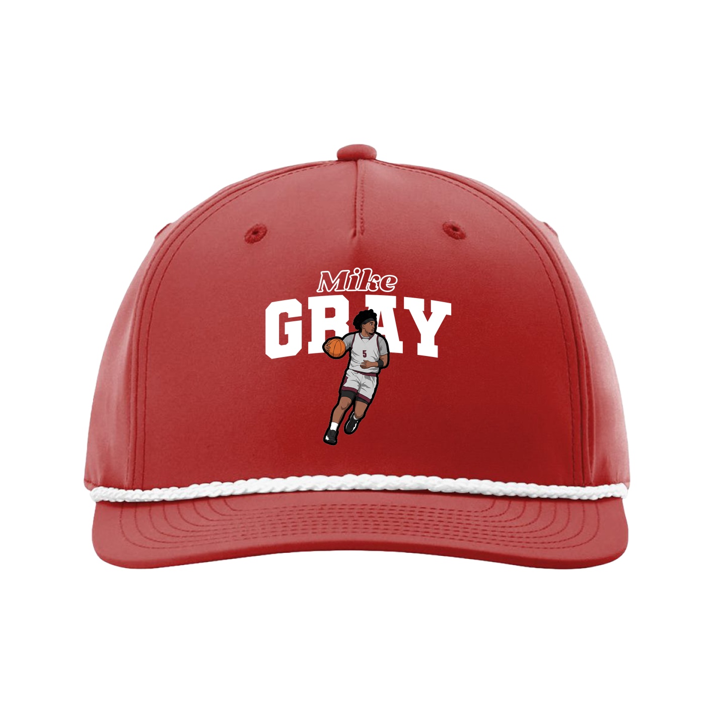 Five-Panel Classic Rope Cap — Name Arch in Red