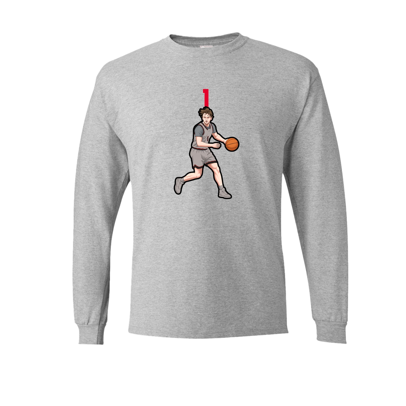 Long Sleeve Tee — Number Top in Grey