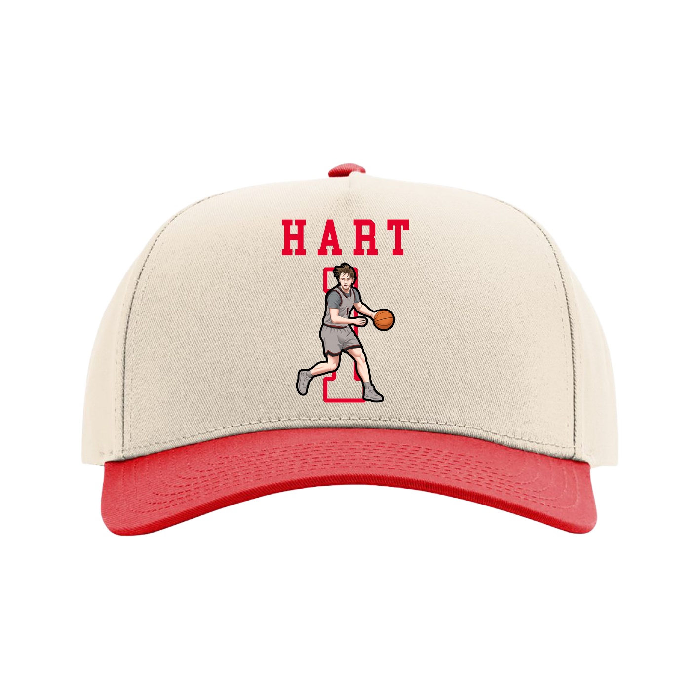 Full Fabric Five-Panel Champ Cap — Shirsey in Cream/Red