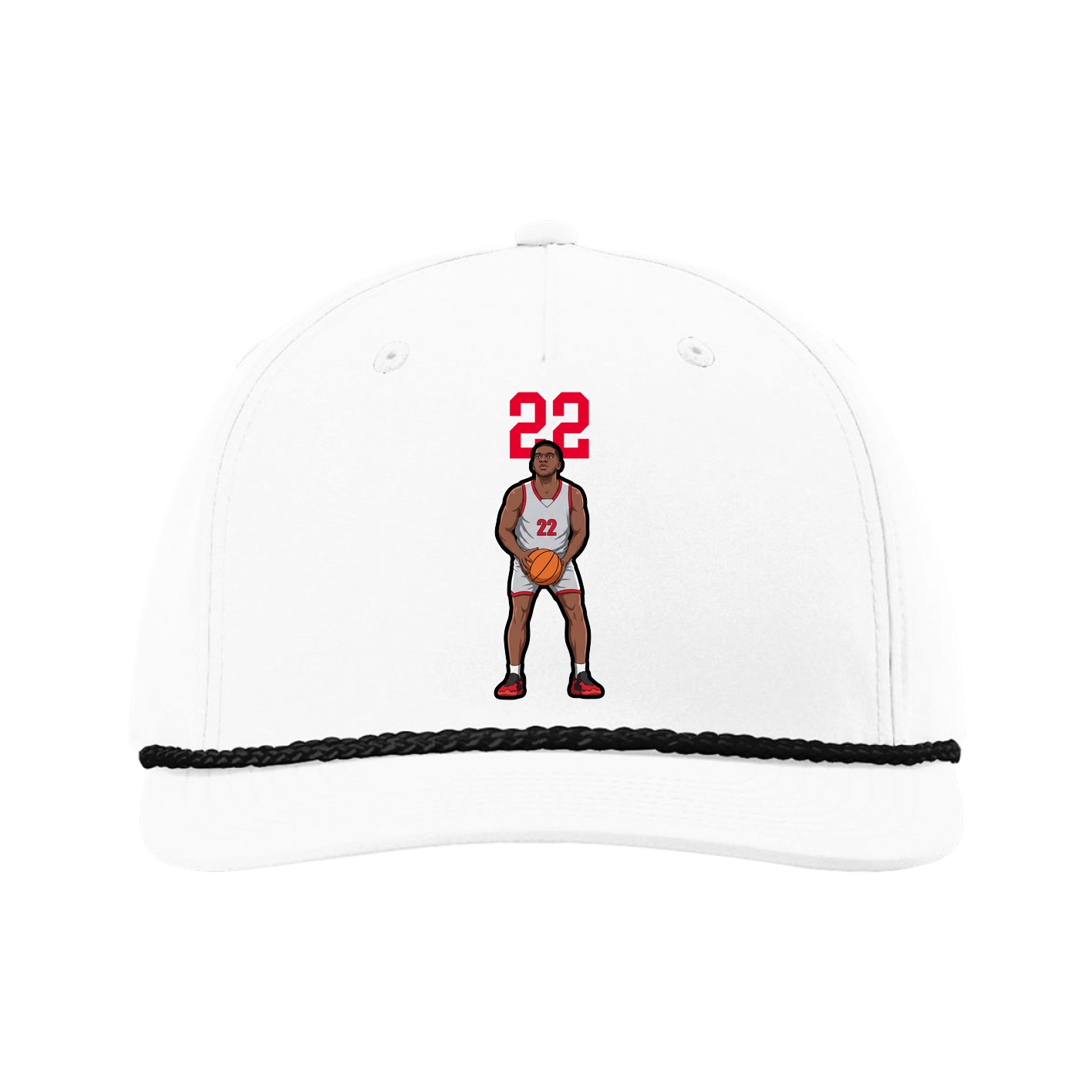 Five-Panel Classic Rope Cap — Number Top in White