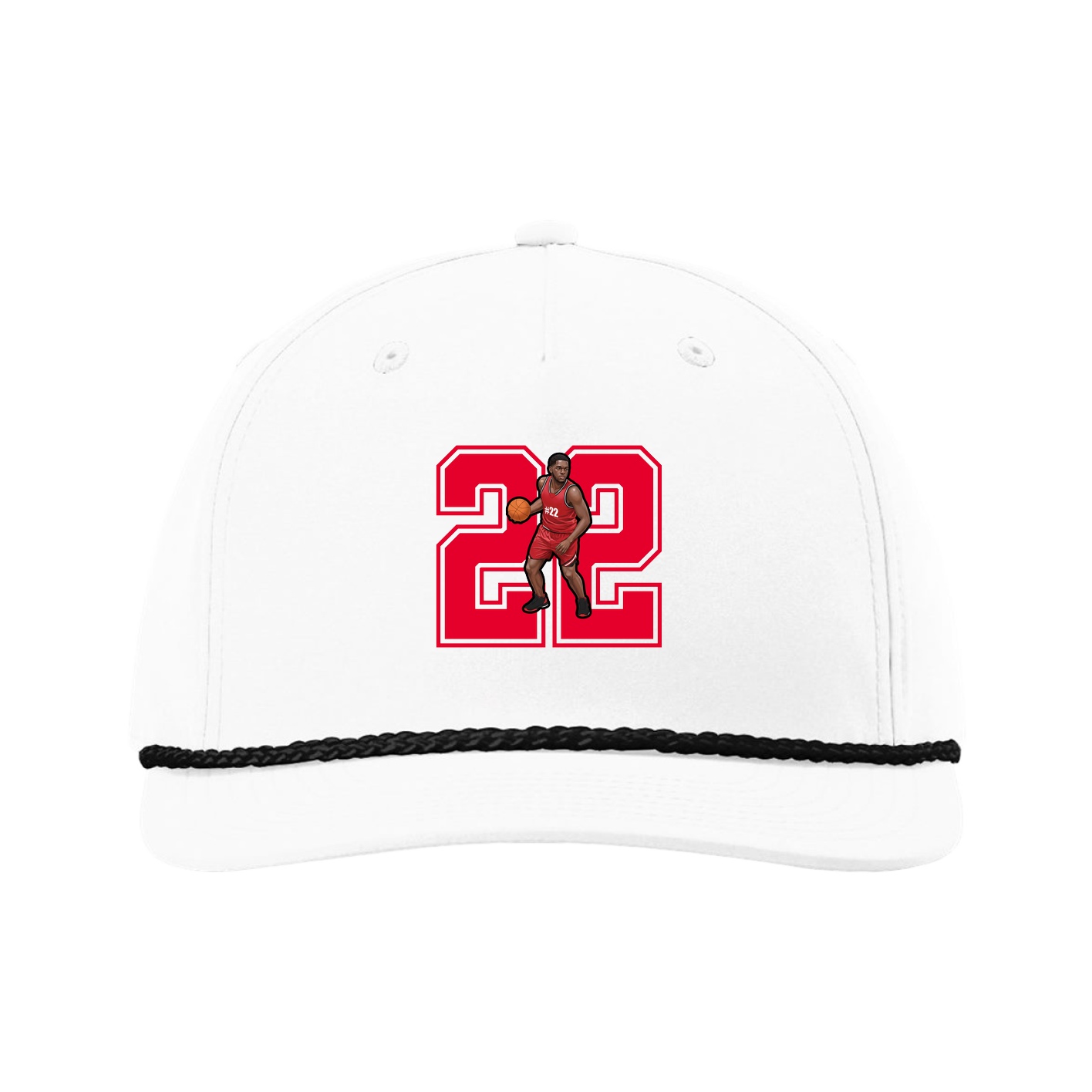Five-Panel Classic Rope Cap — Number in White