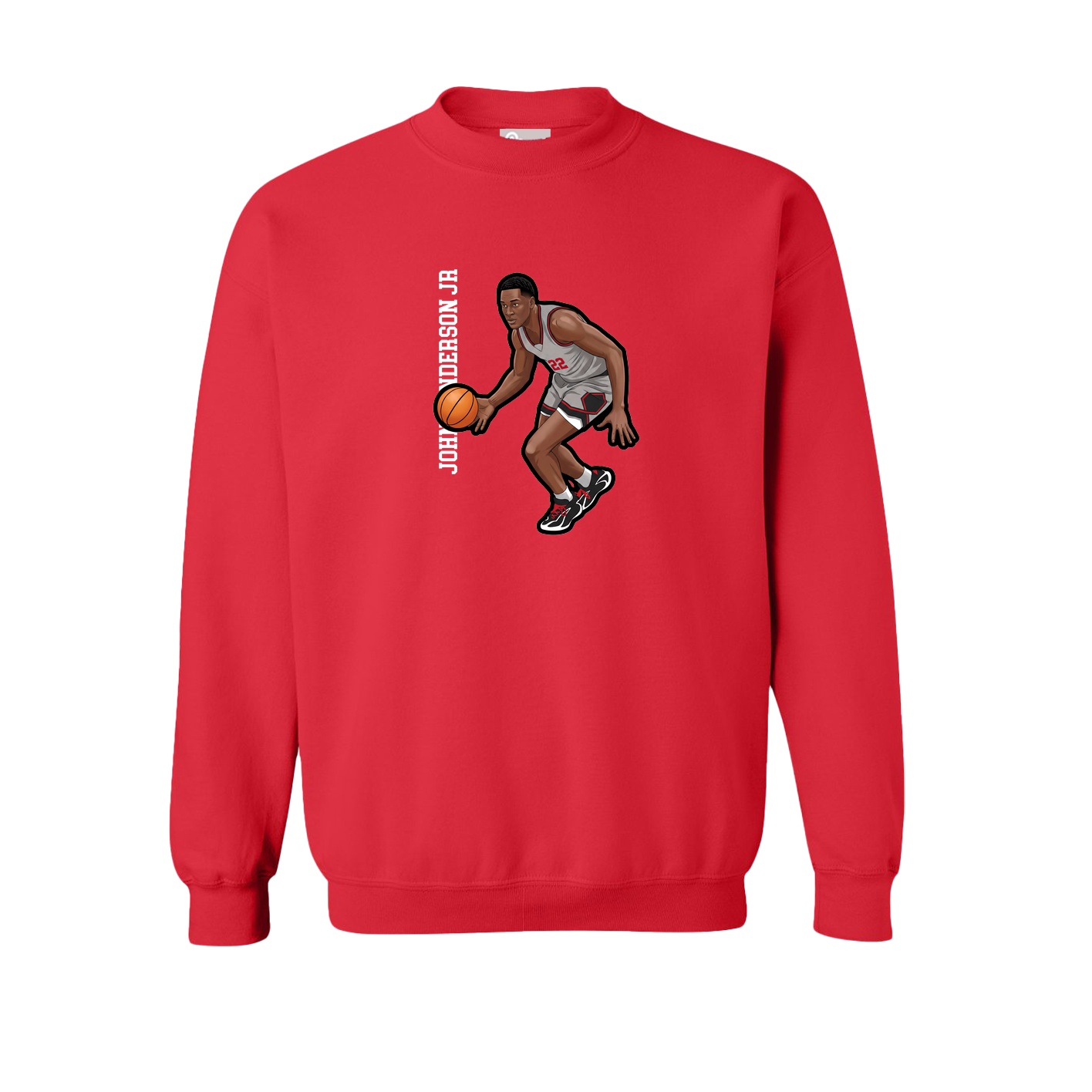 Fleece Crew — Name Vertical in Red