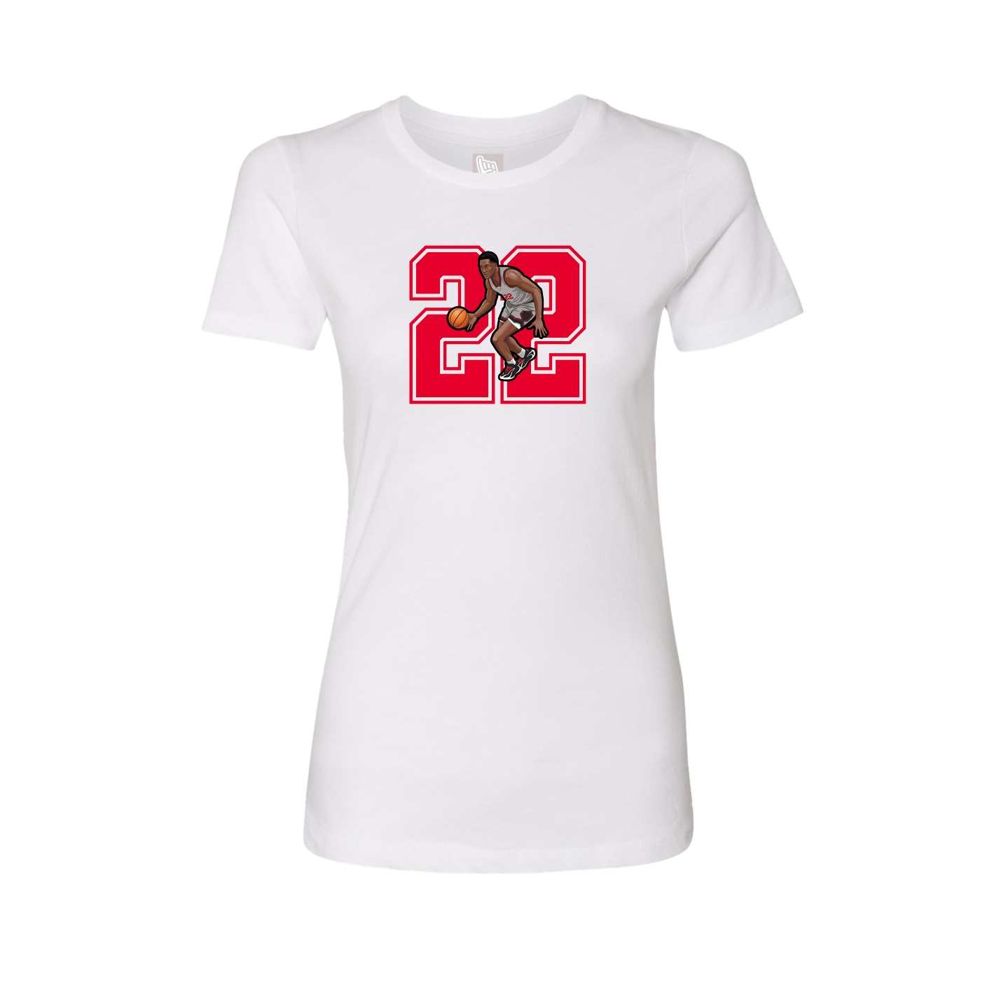 Fitted Women's Tee — Number in White