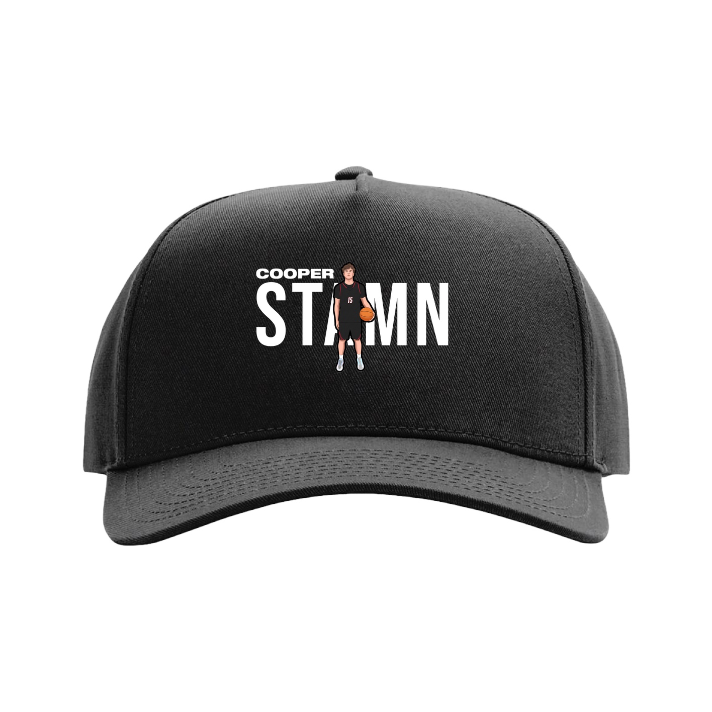 Full Fabric Five-Panel Champ Cap — Player Name in Black