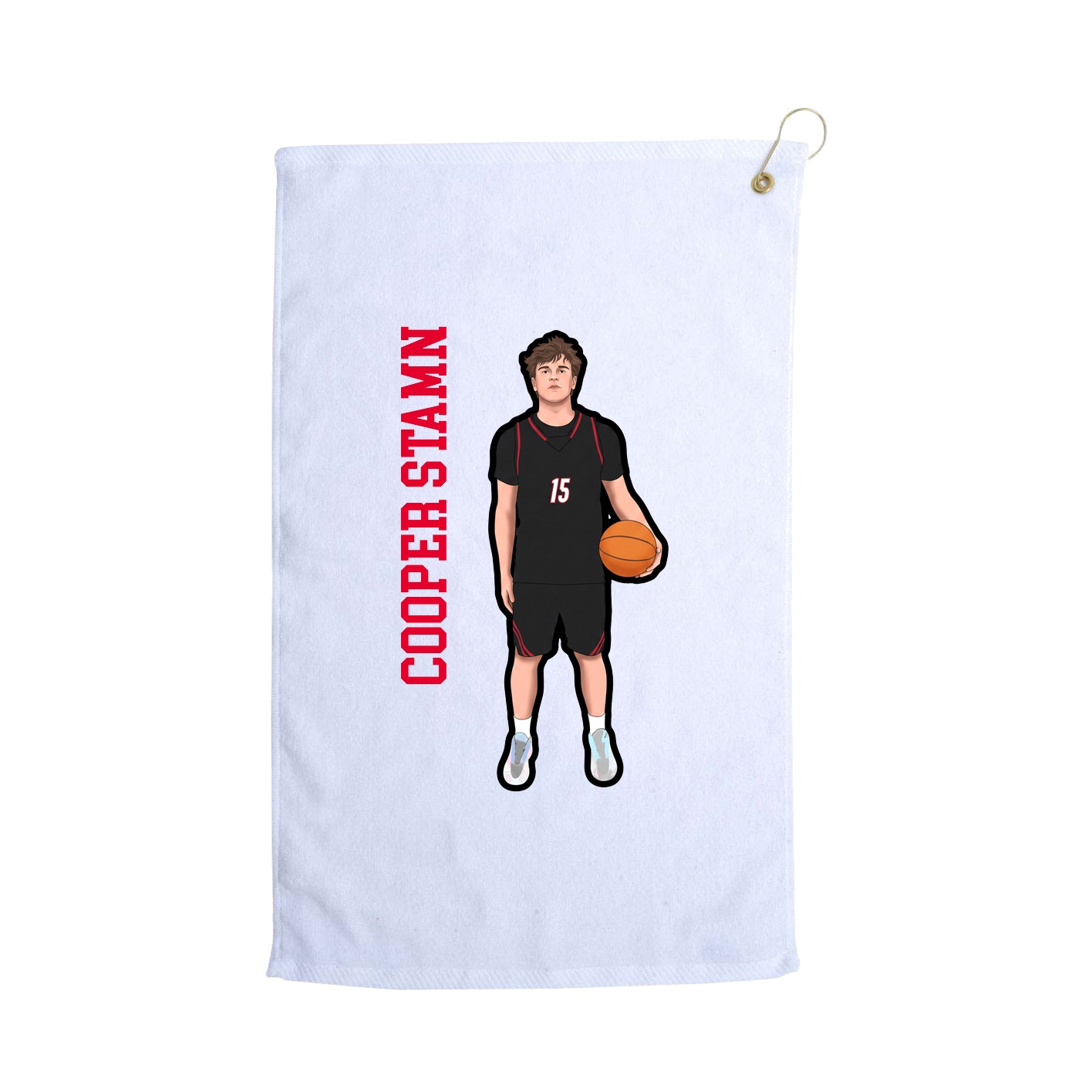 Golf Towel — Name Vertical in White