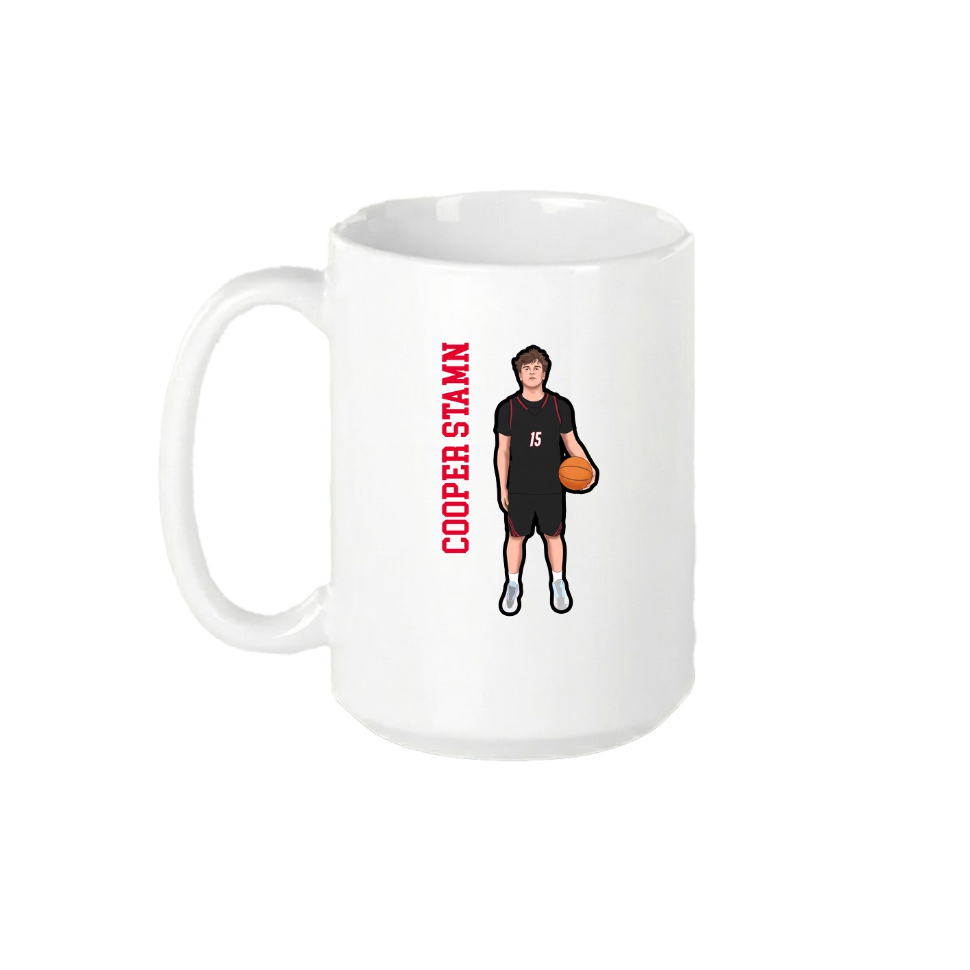 15oz Coffee Mug — Name Vertical in White
