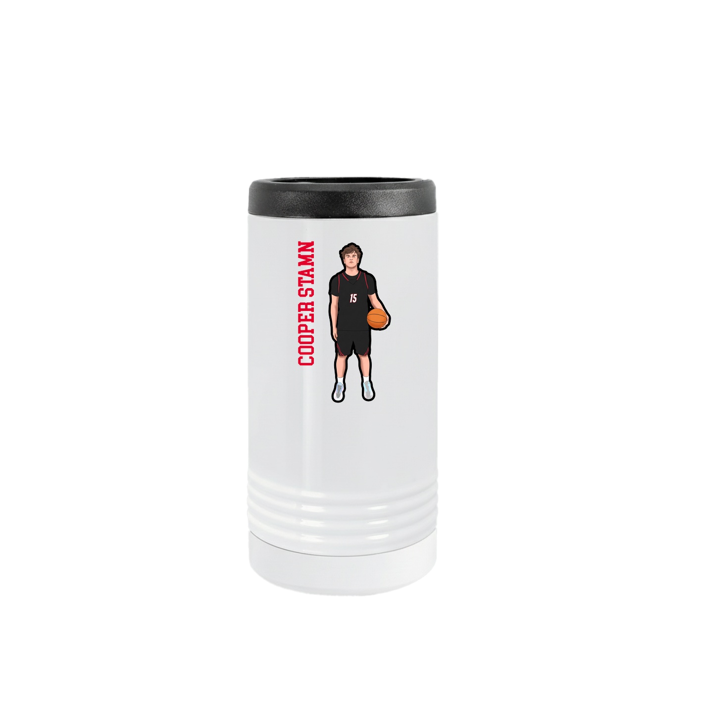 Slim Beverage Holder — Name Vertical in White