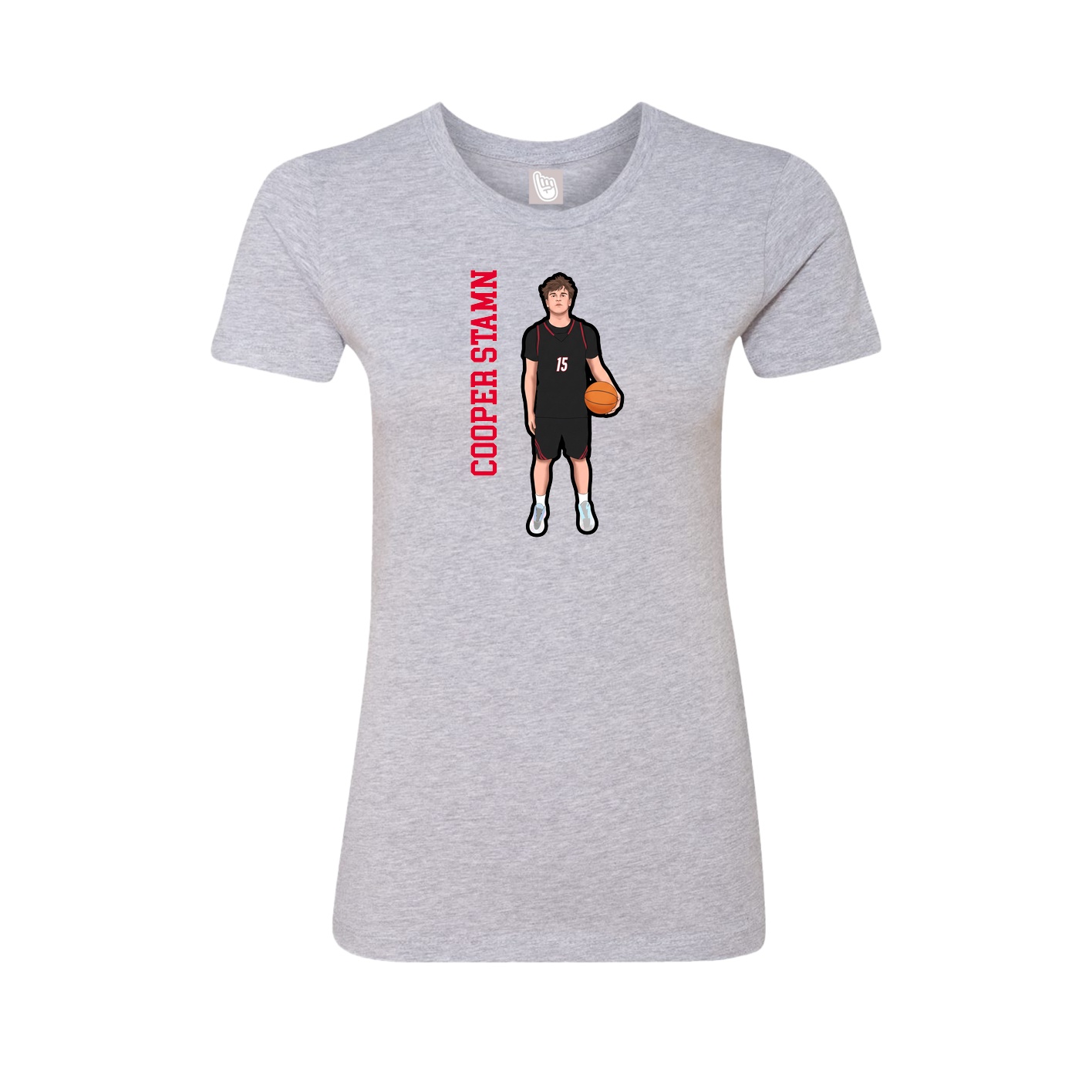 Fitted Women's Tee — Name Vertical in Grey