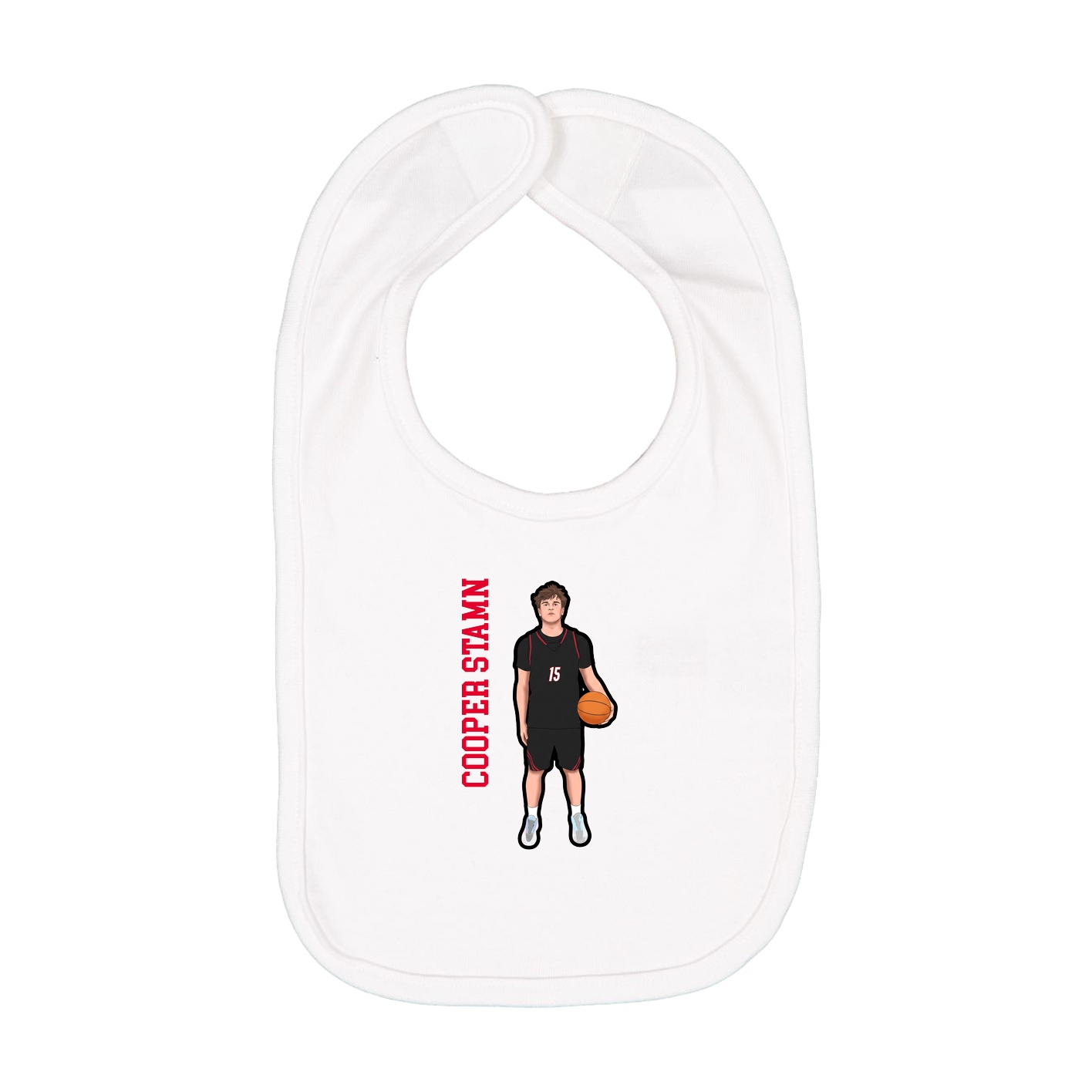 Infant Bib — Name Vertical in White