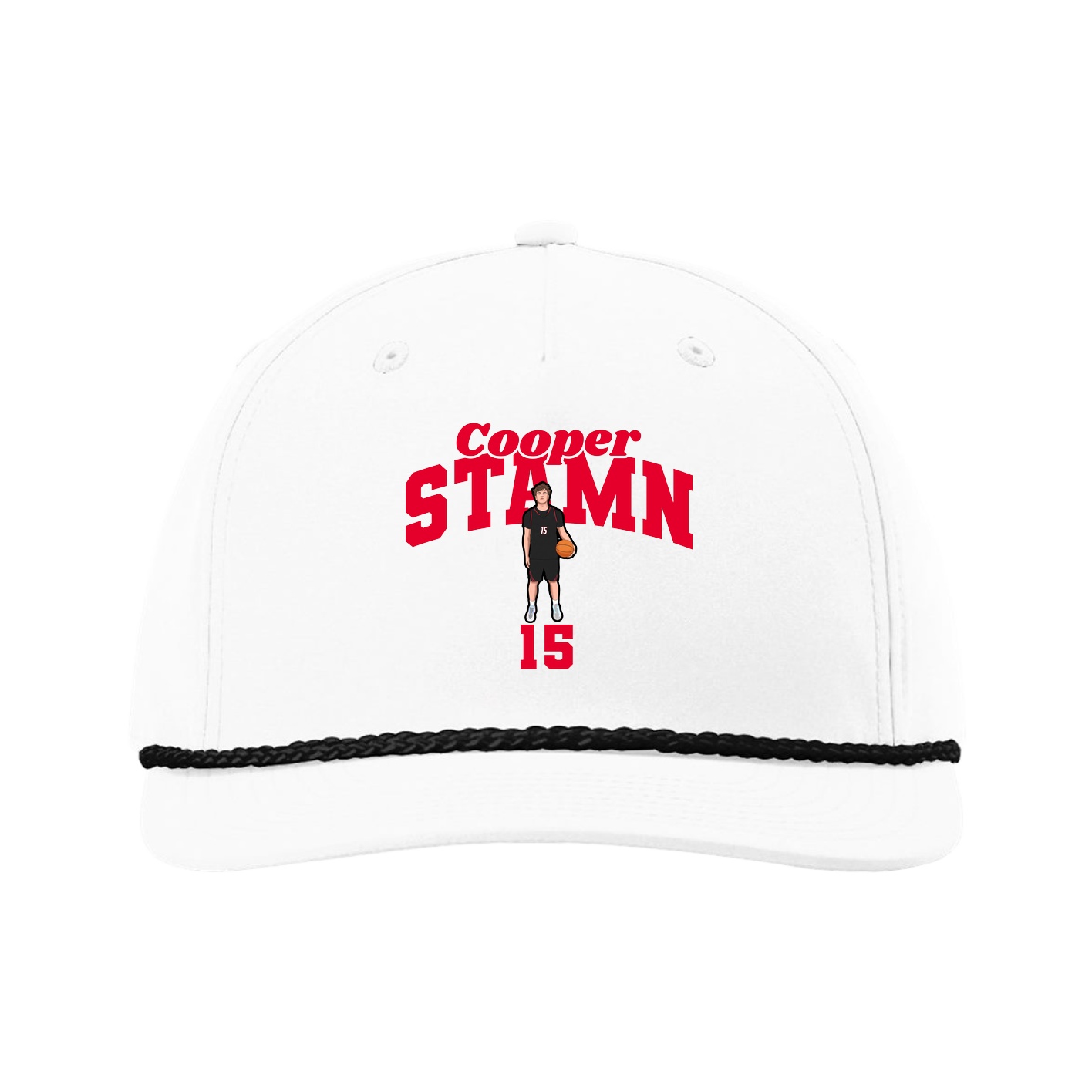 Five-Panel Classic Rope Cap — Signature Arch in White