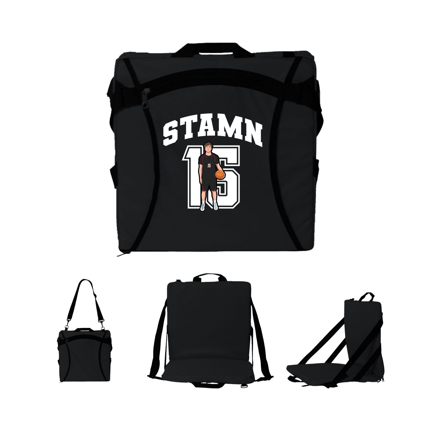 Folding Stadium Seat — Number in Black