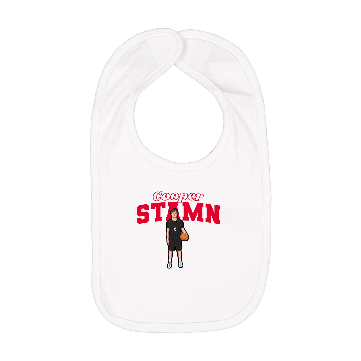 Infant Bib — Name Arch in White