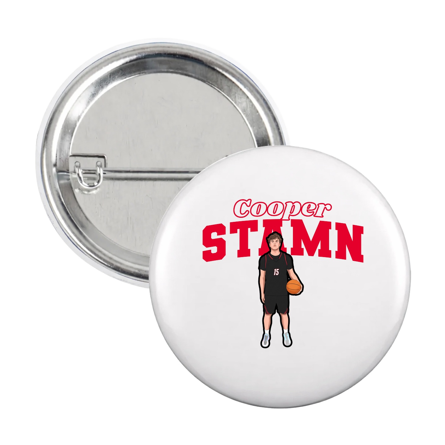 Game Day Button — Name Arch in White