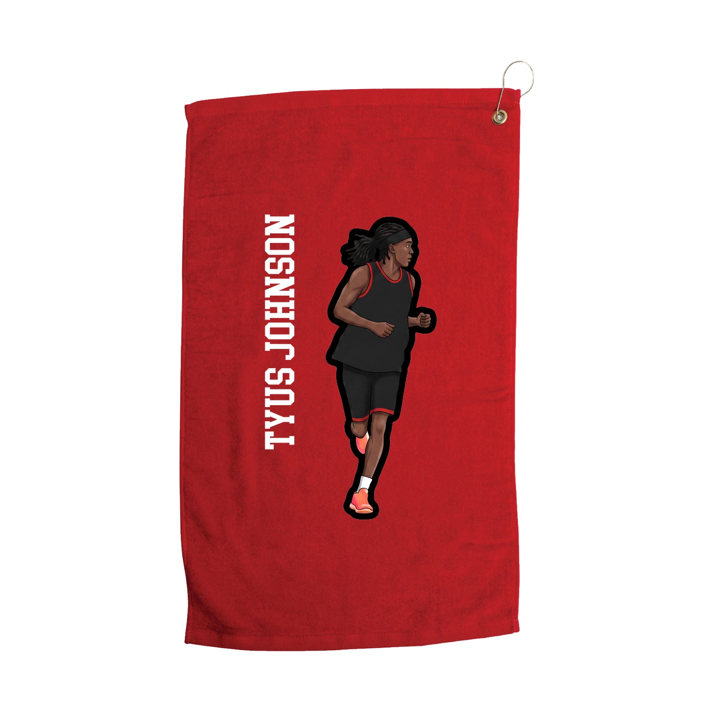 Golf Towel — Name Vertical in Red