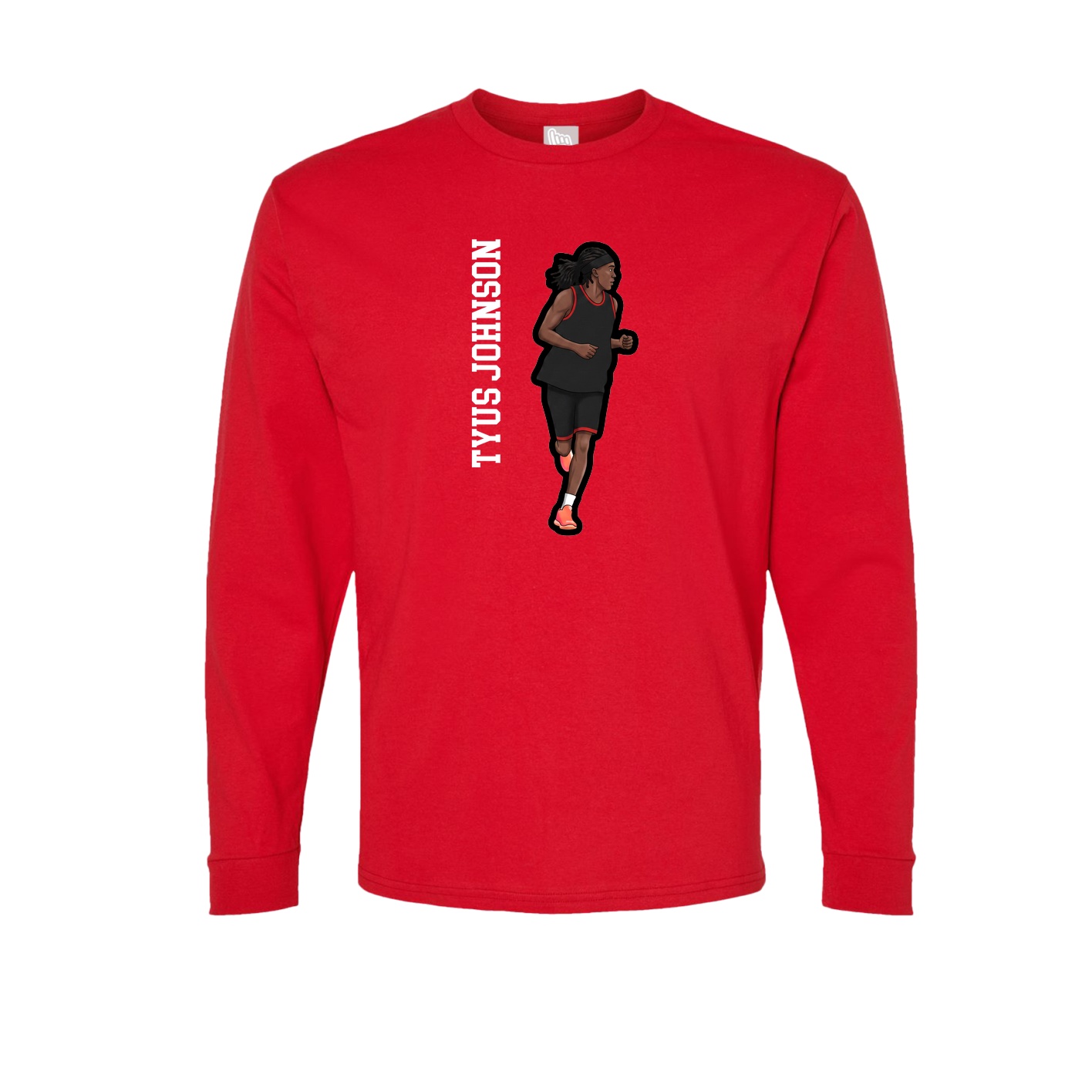 Long Sleeve Tee — Name Vertical in Red