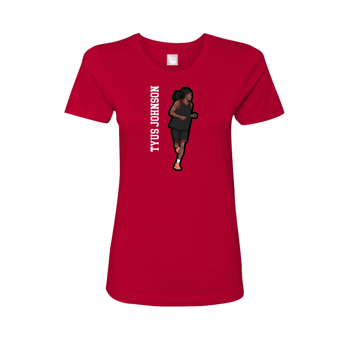 Fitted Women's Tee — Name Vertical in Red