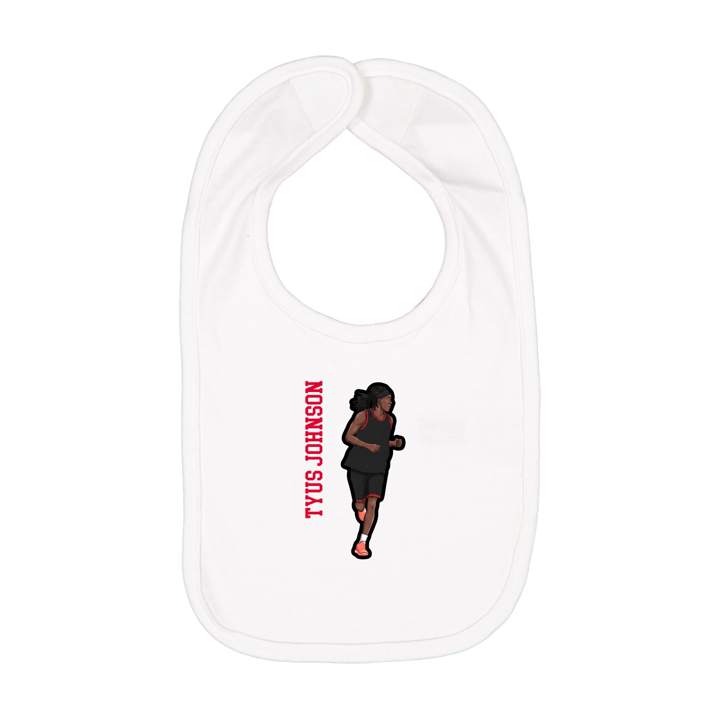 Infant Bib — Name Vertical in White