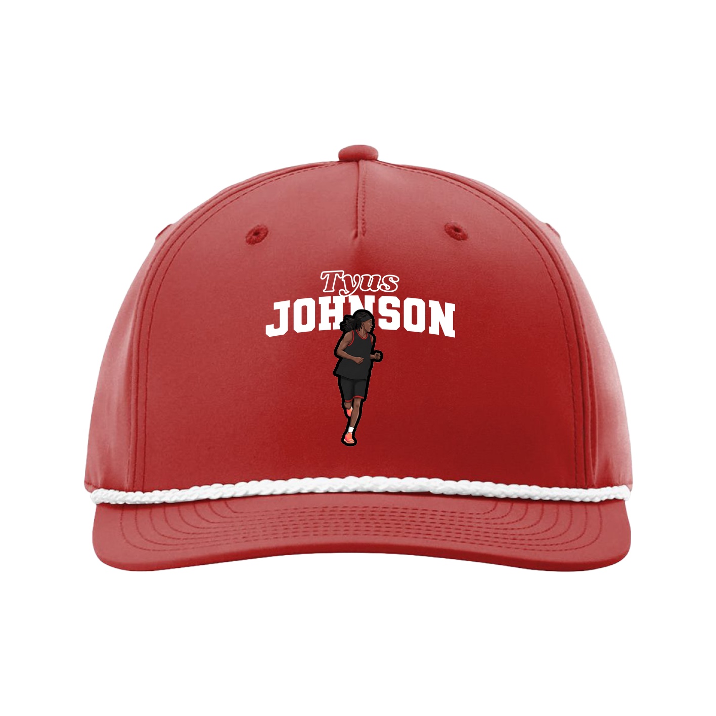Five-Panel Classic Rope Cap — Name Arch in Red