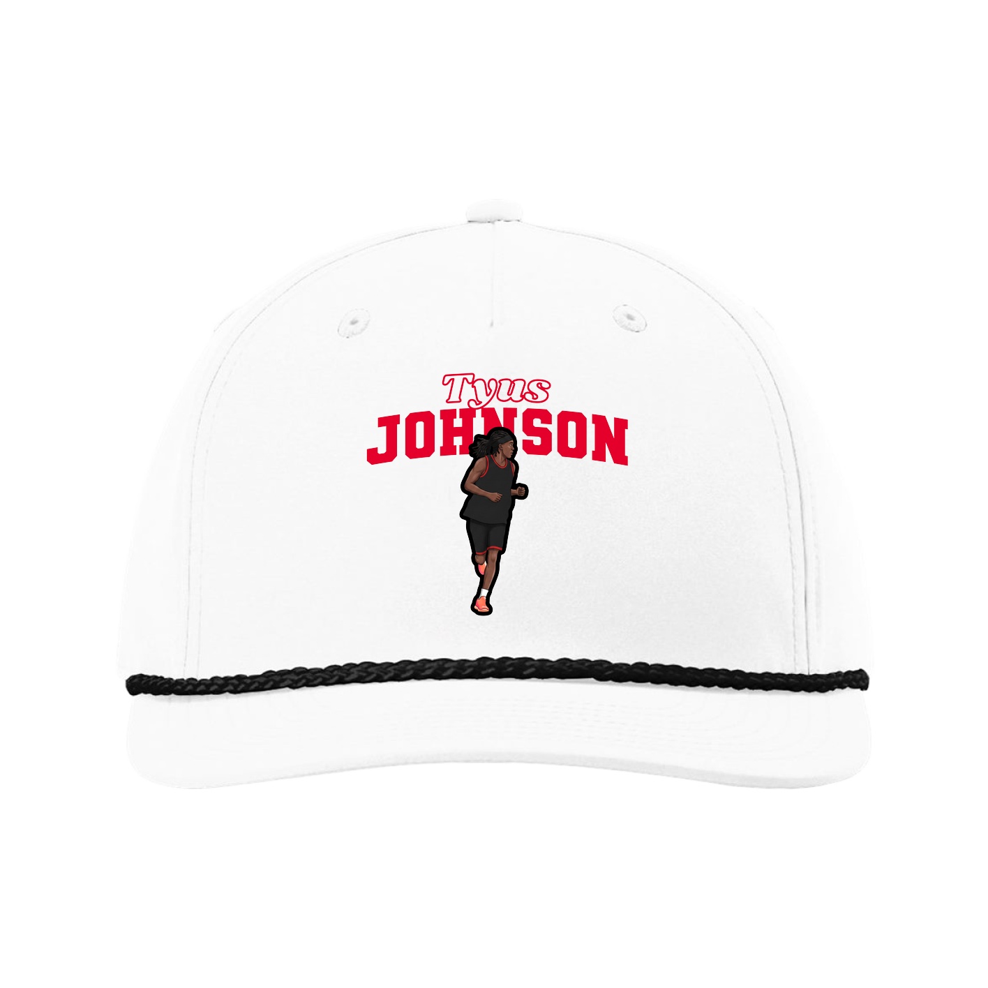 Five-Panel Classic Rope Cap — Name Arch in White