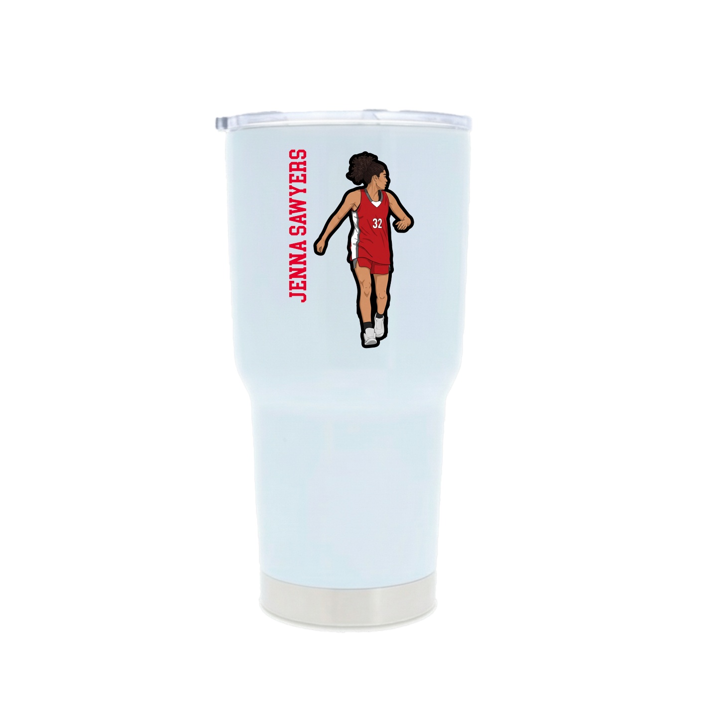 30oz Stainless Steel Tumbler — Name Vertical in White