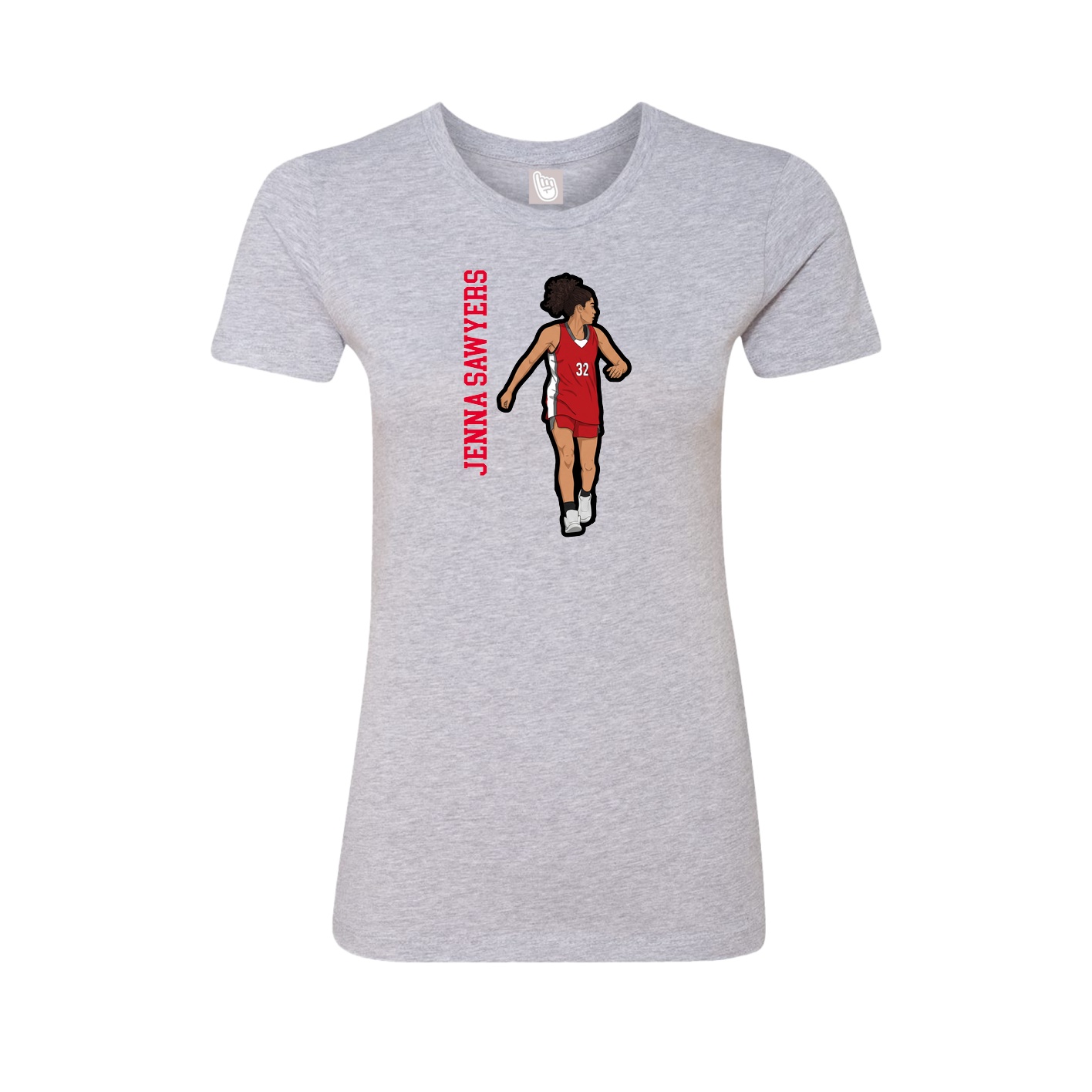 Fitted Women's Tee — Name Vertical in Grey