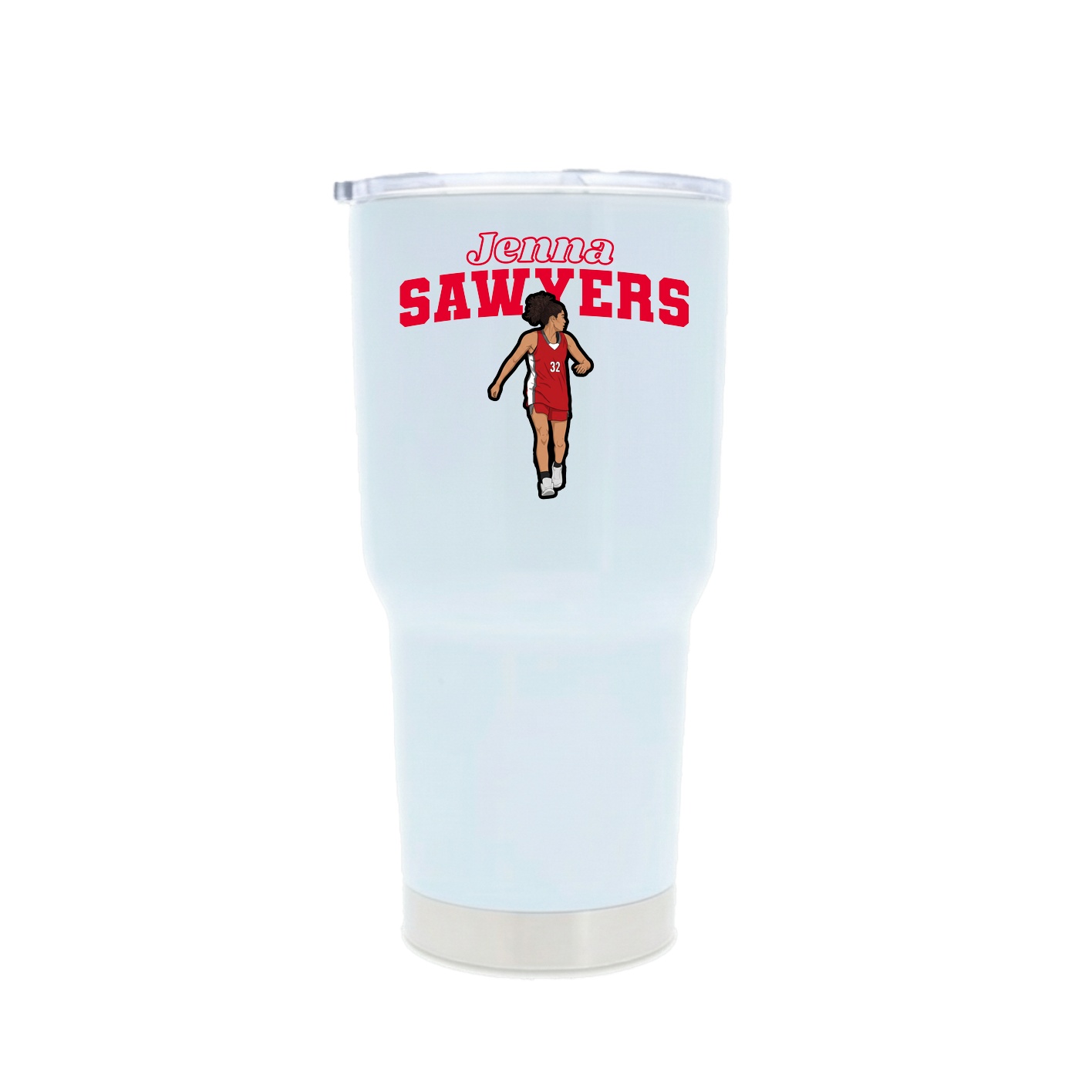 30oz Stainless Steel Tumbler — Name Arch in White