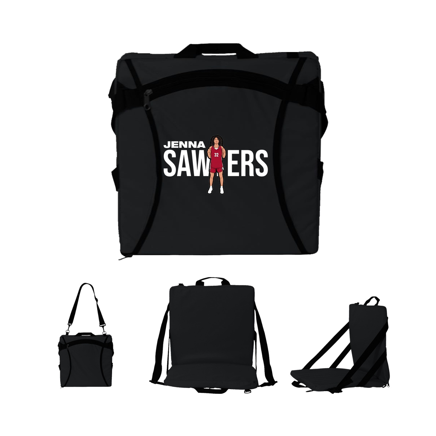 Folding Stadium Seat — Player Name in Black
