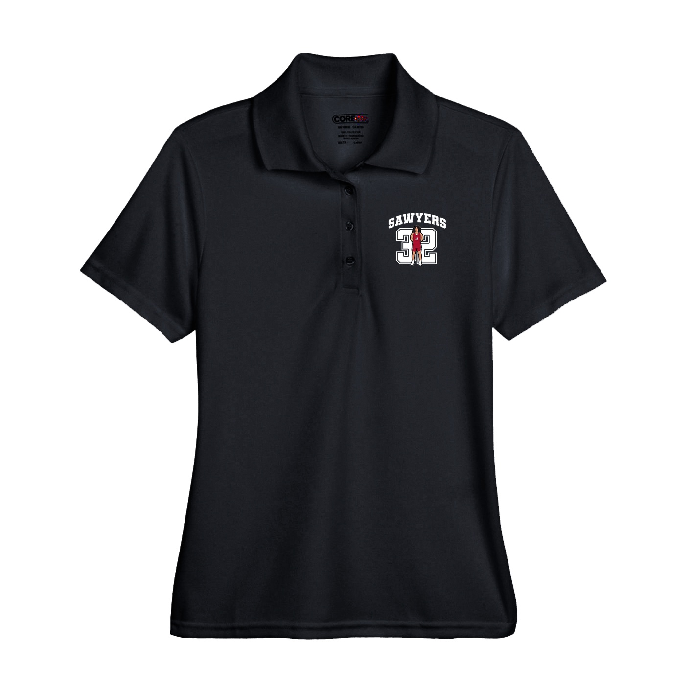 Performance Polo — Number in Black